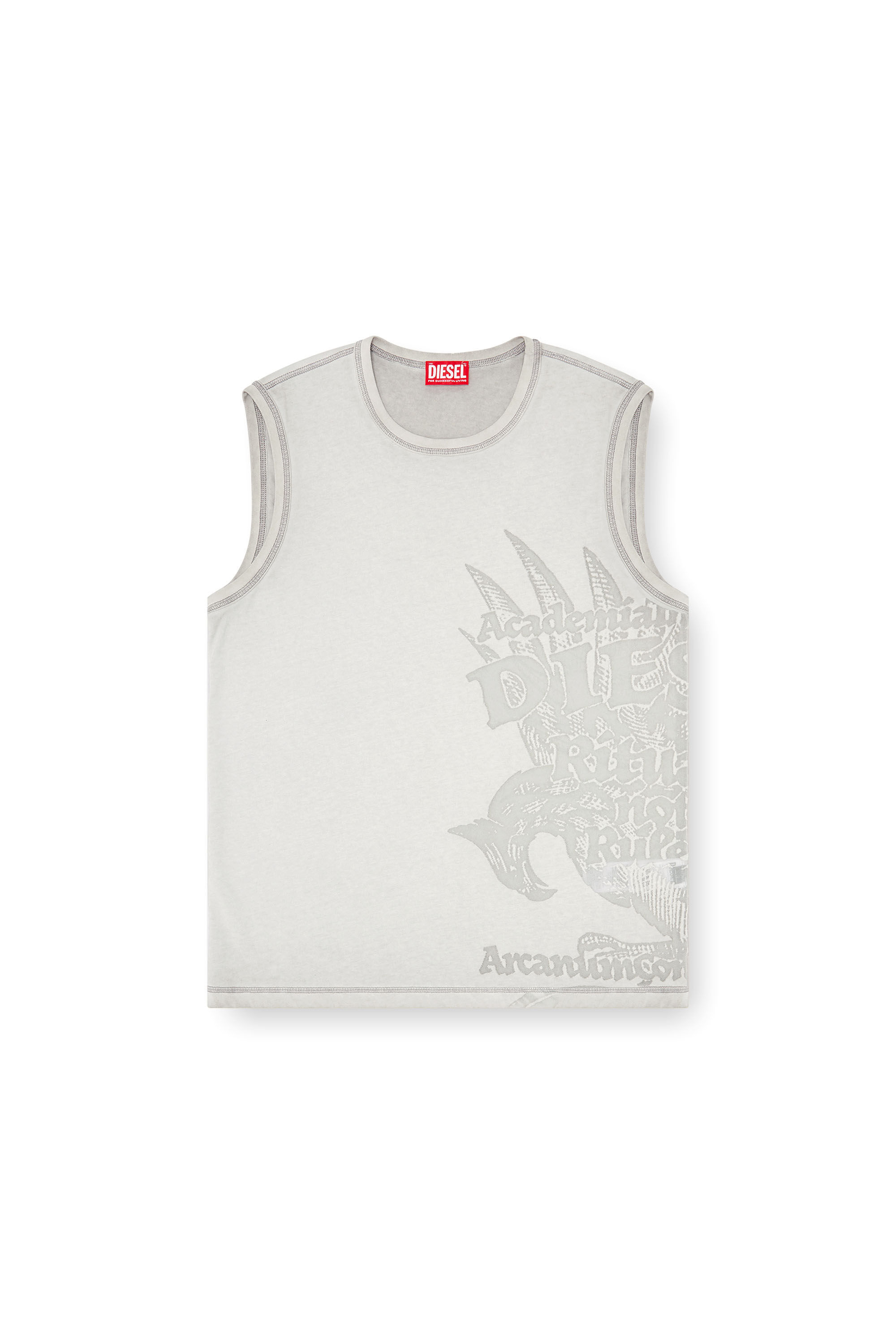 Diesel - T-RAWBISCO, Man's Sleeveless jersey top with embossed graphics in Light Grey - 2