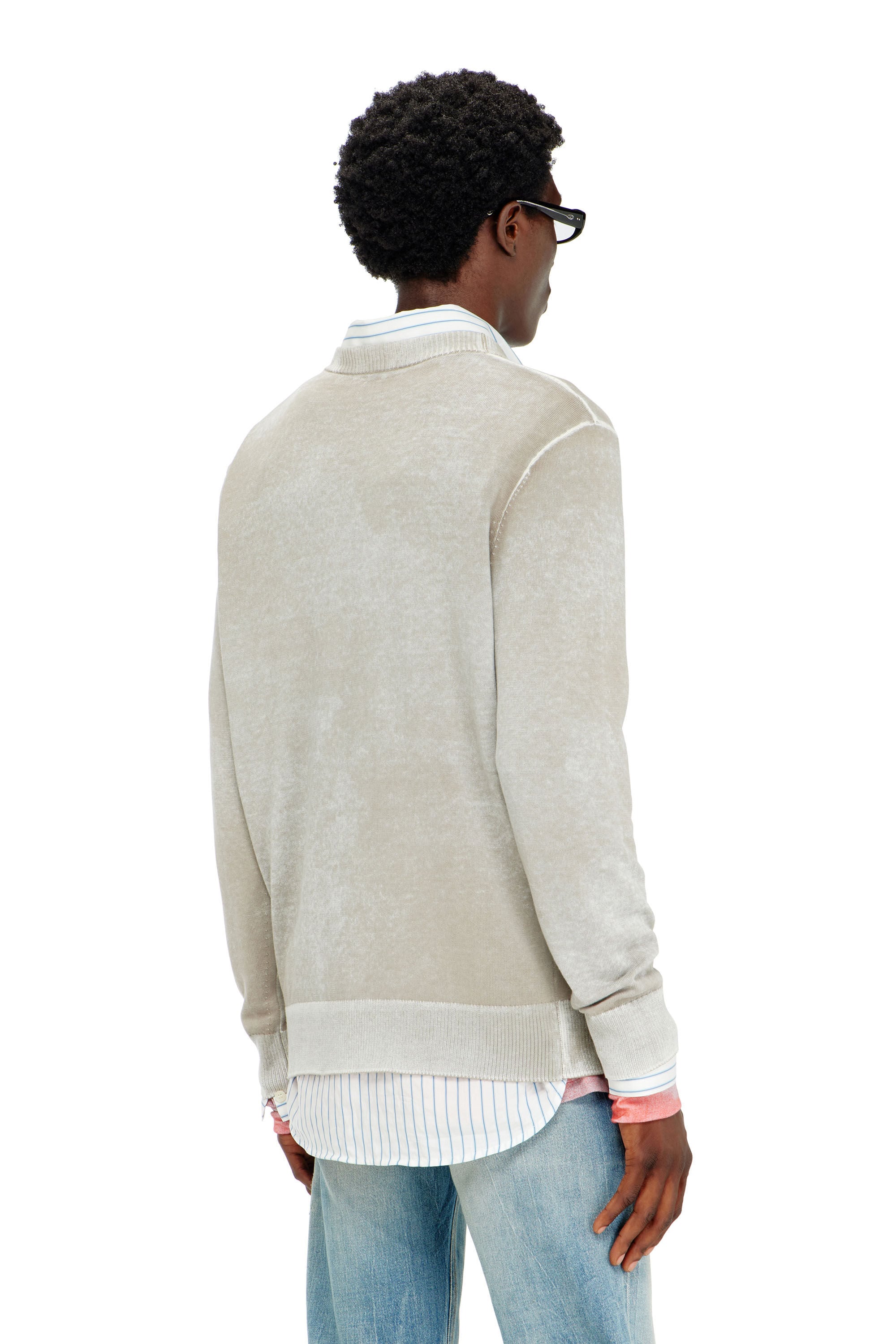 Diesel - K-LAURENT, Man's Jumper with faded reverse print in Light Grey - 4