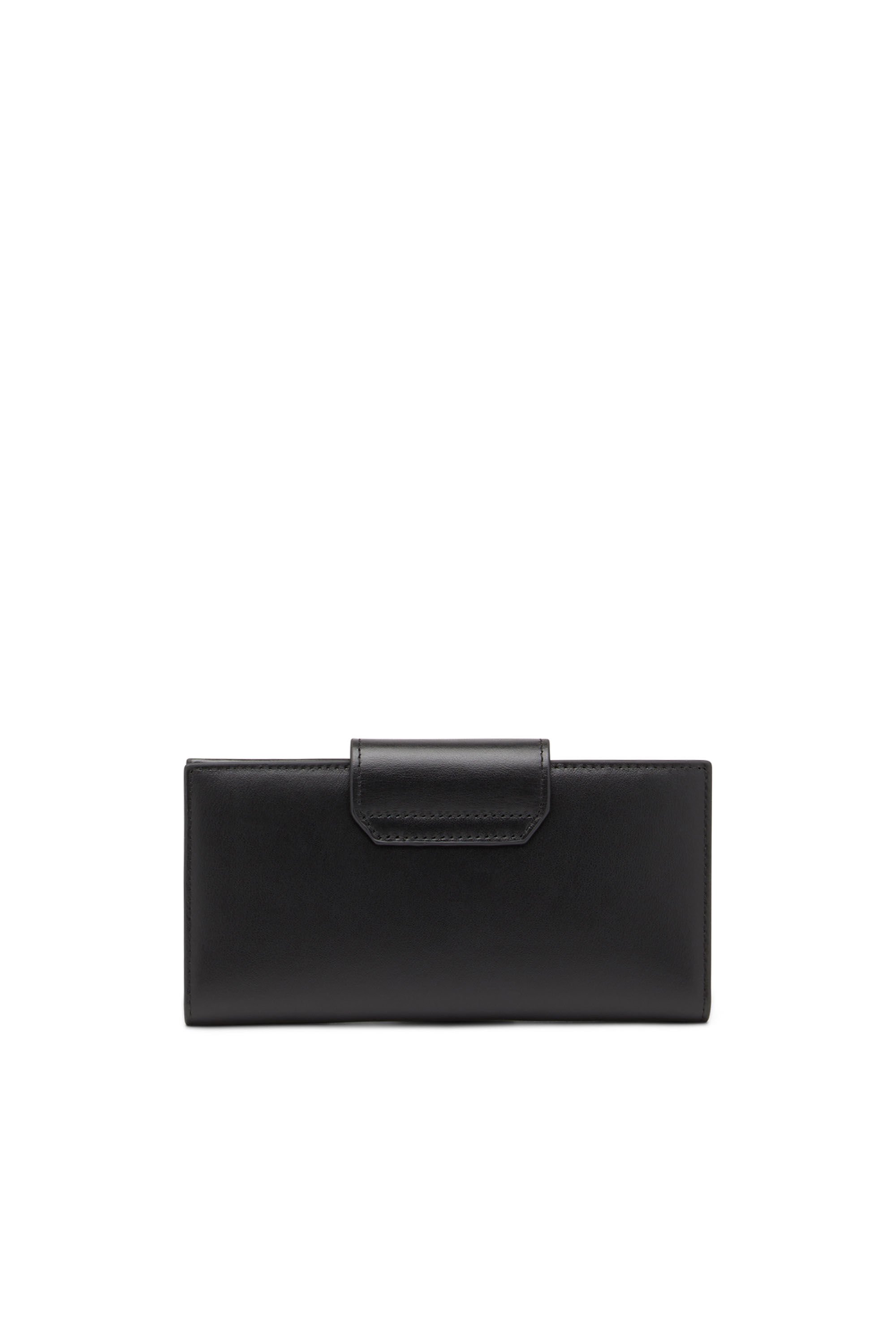 Diesel - JULIE, Woman Leather continental wallet with logo plaque in Black - Image 2