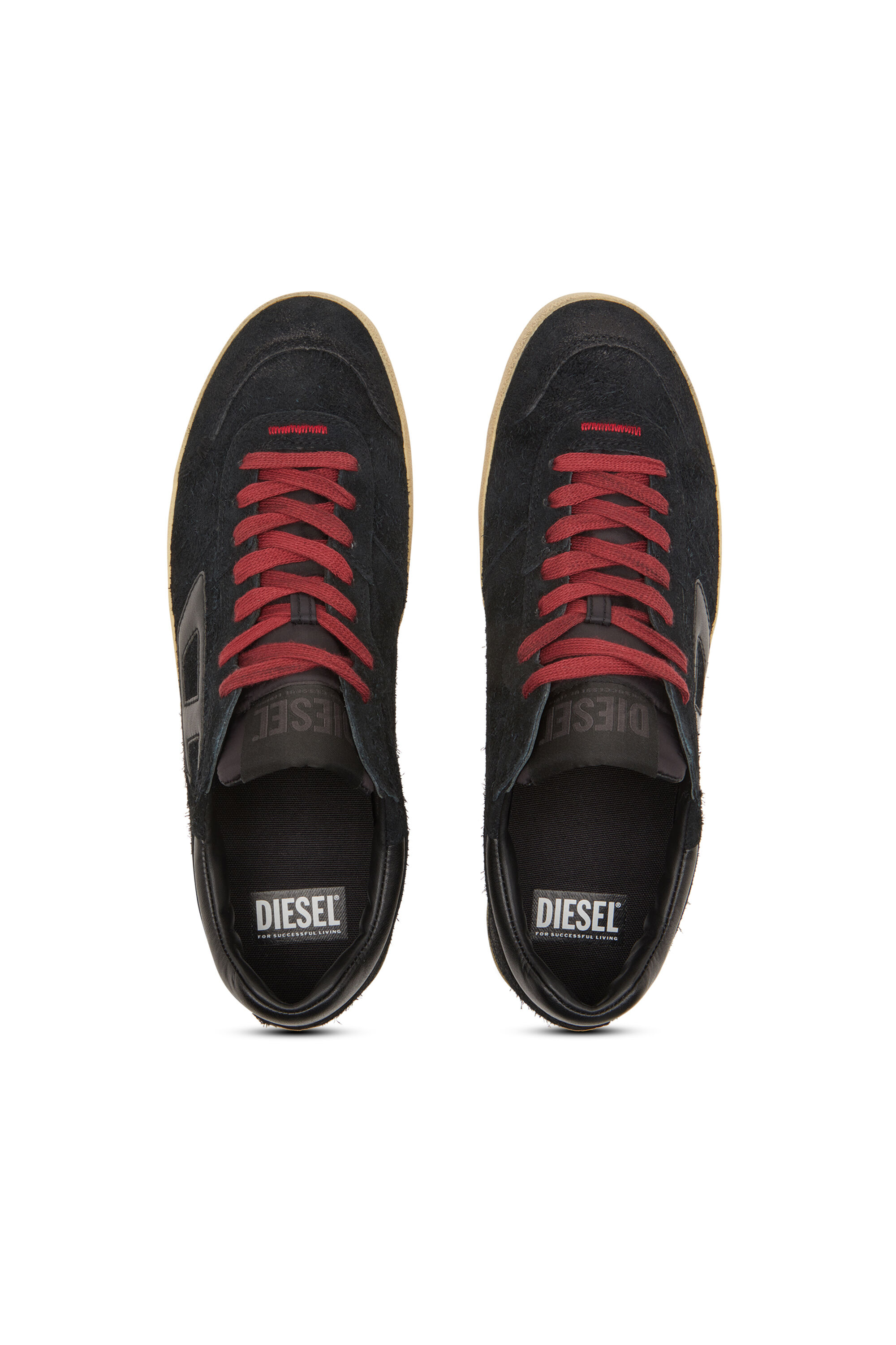 Diesel - S-LEROJI LOW, Man's S-Leroji-Distressed sneakers in hairy suede in Black - 4