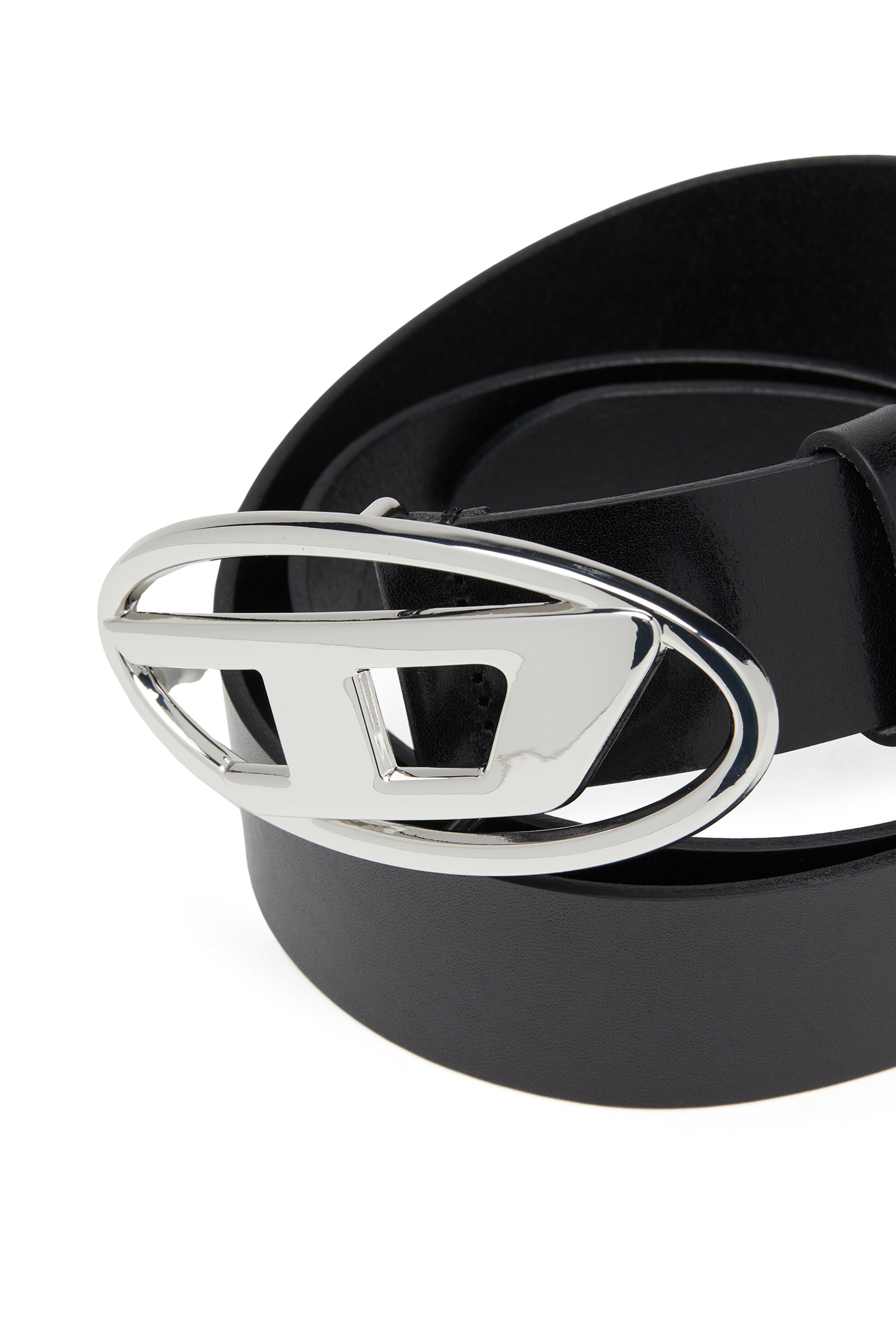 B 1DR Woman leather Belt with silver D logo buckle Diesel