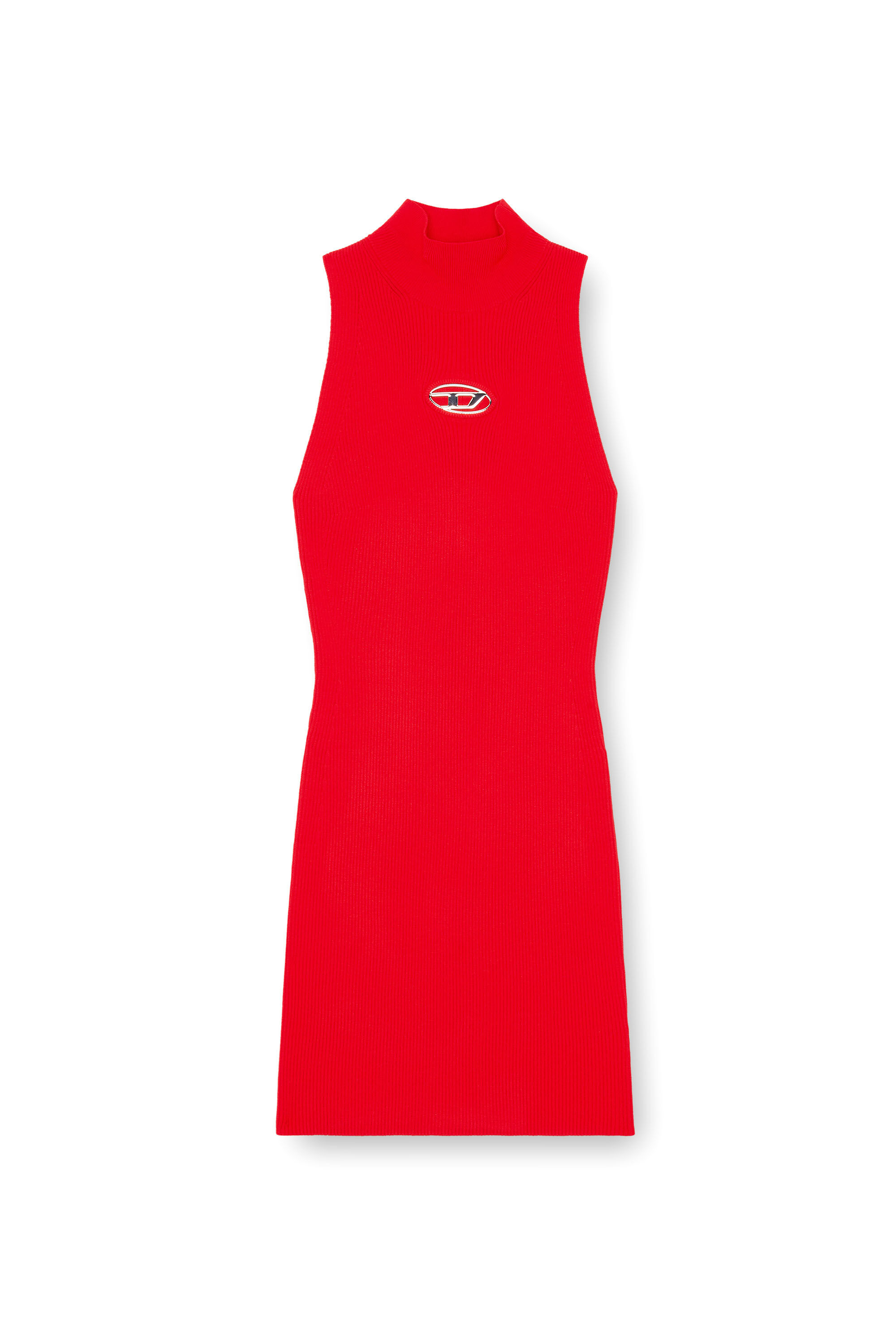 Diesel - M-ONERVAX, Woman Short turtleneck dress in ribbed knit in Red - Image 2