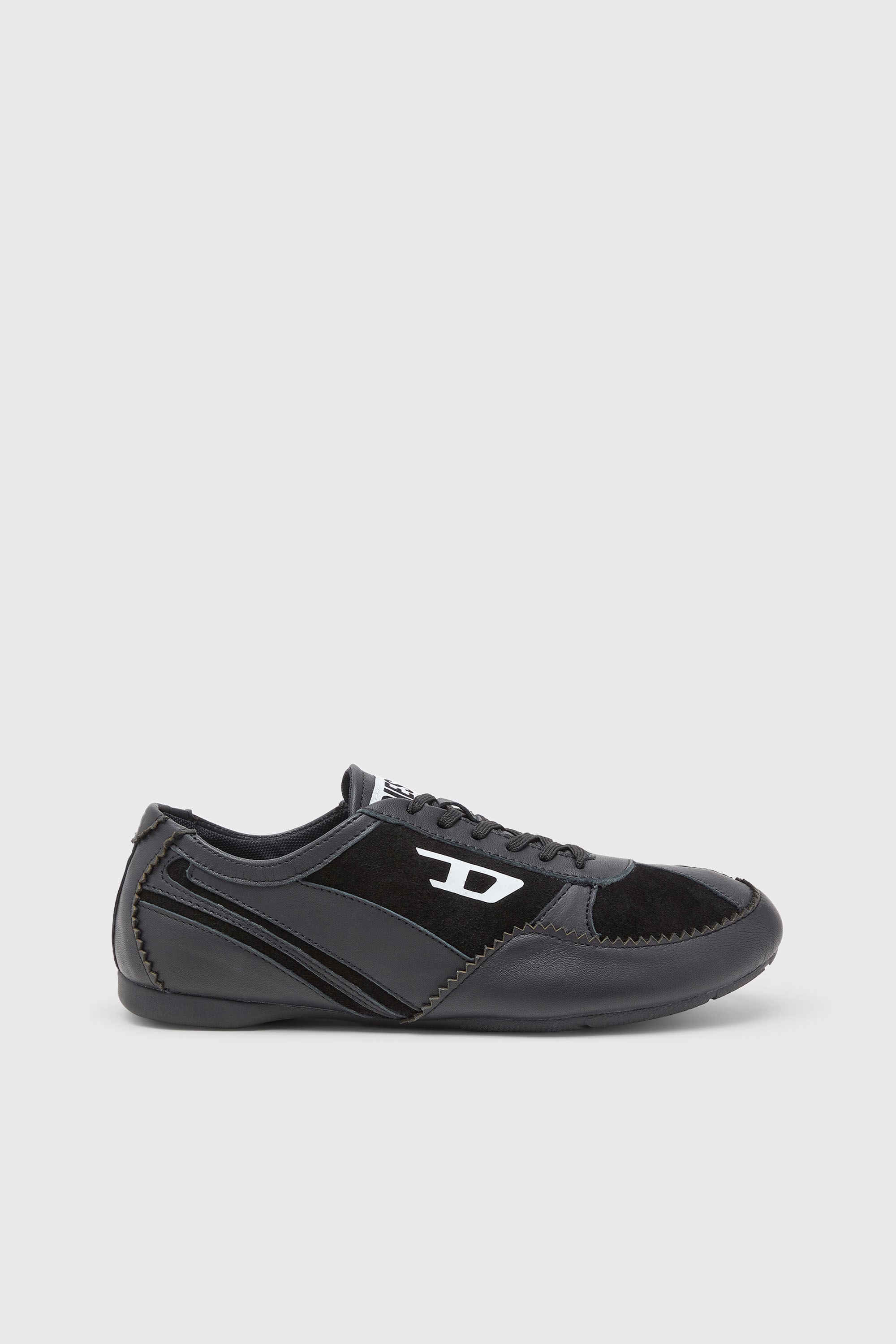 Diesel - D-MILE LOW W, Woman's D-Mile-Flat sneakers in leather and suede in Black - 1