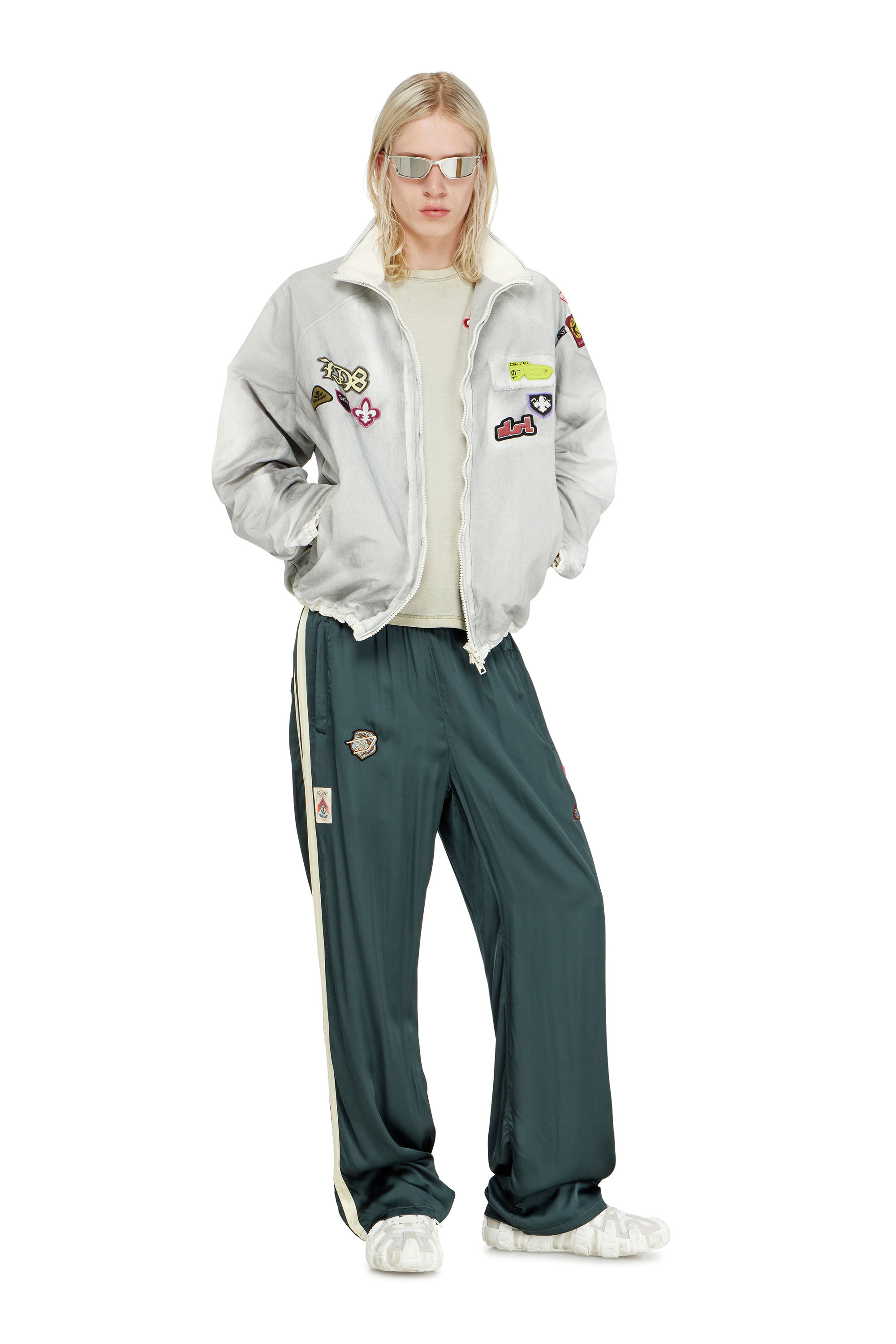 Diesel - J-PATCH, Man's Windbreaker with trompe l&rsquo;oeil patches in null - 1