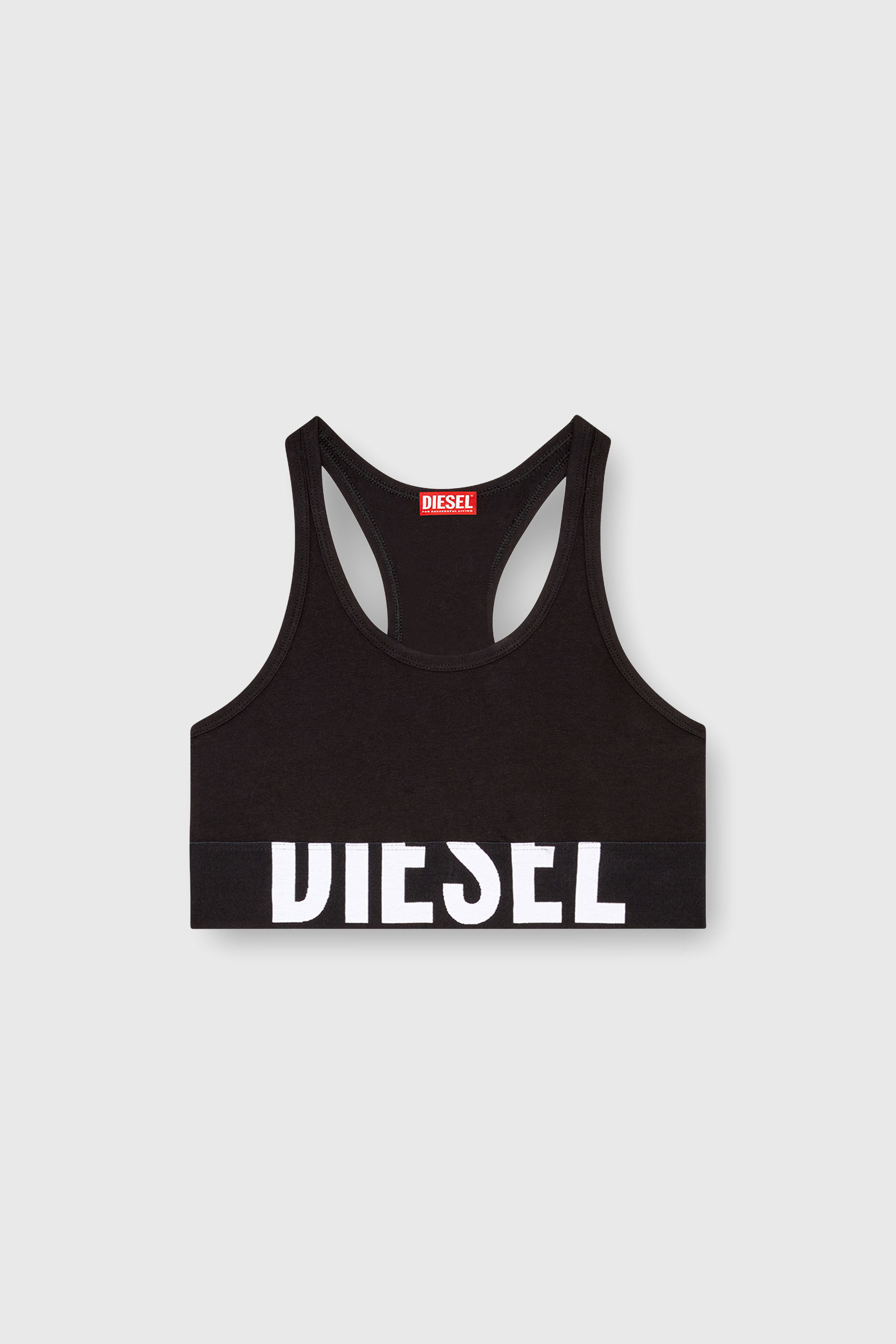 Diesel - UFSB-COTTON-RACE-BRALETTE-XL, Woman's Sports bra with cut-off logo in Black - 2