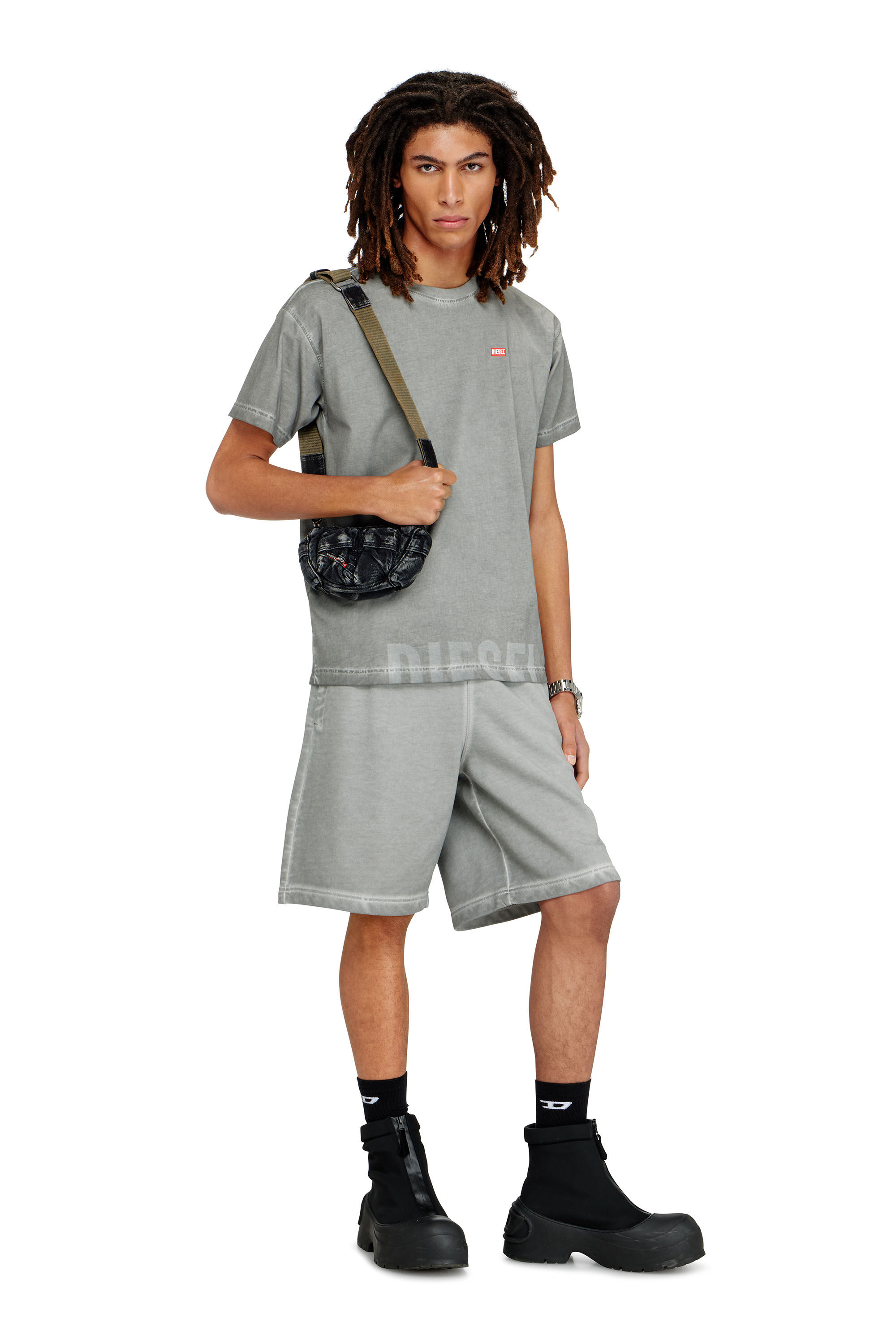 Diesel - MULTI-PKTS CROSSBODY XS X, Unisex's Multi-Pkts - Small bag in washed denim in Dark grey - 1