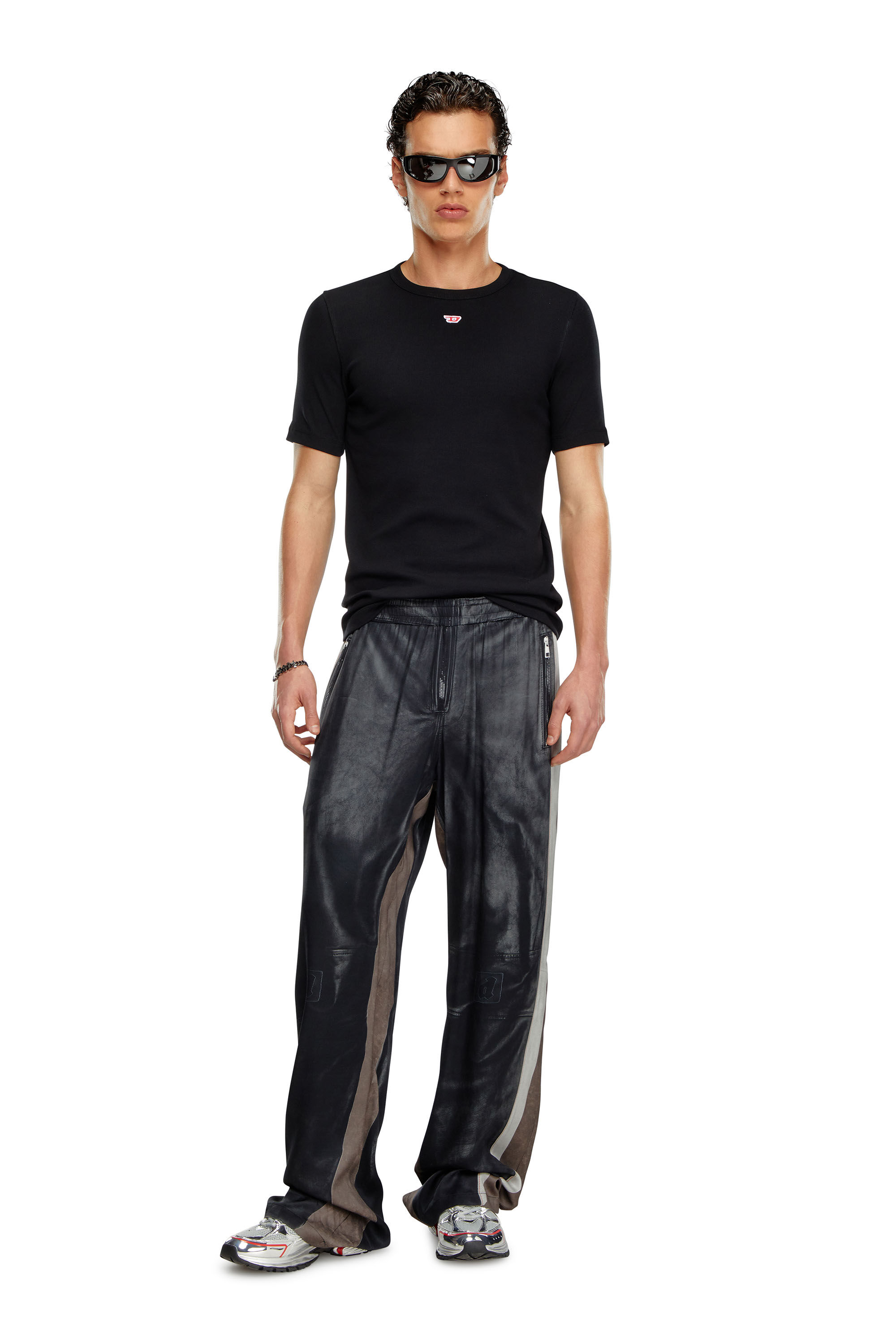 Diesel - D-RIBBER-N, Man's T-shirt with D patch in Black - 1