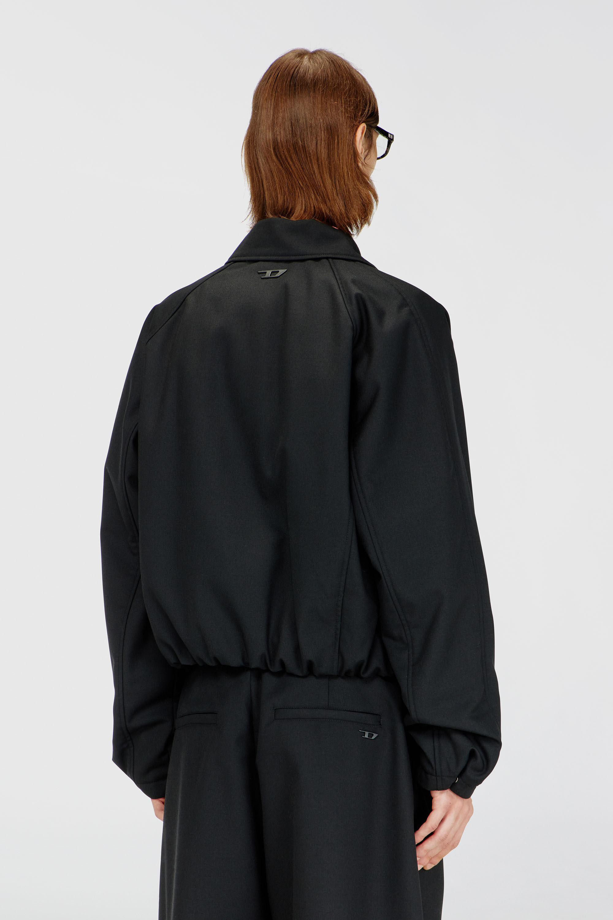 Diesel - J-ATTOR-COOL, Man's Gathered bomber jacket in wool blend in Black - 4