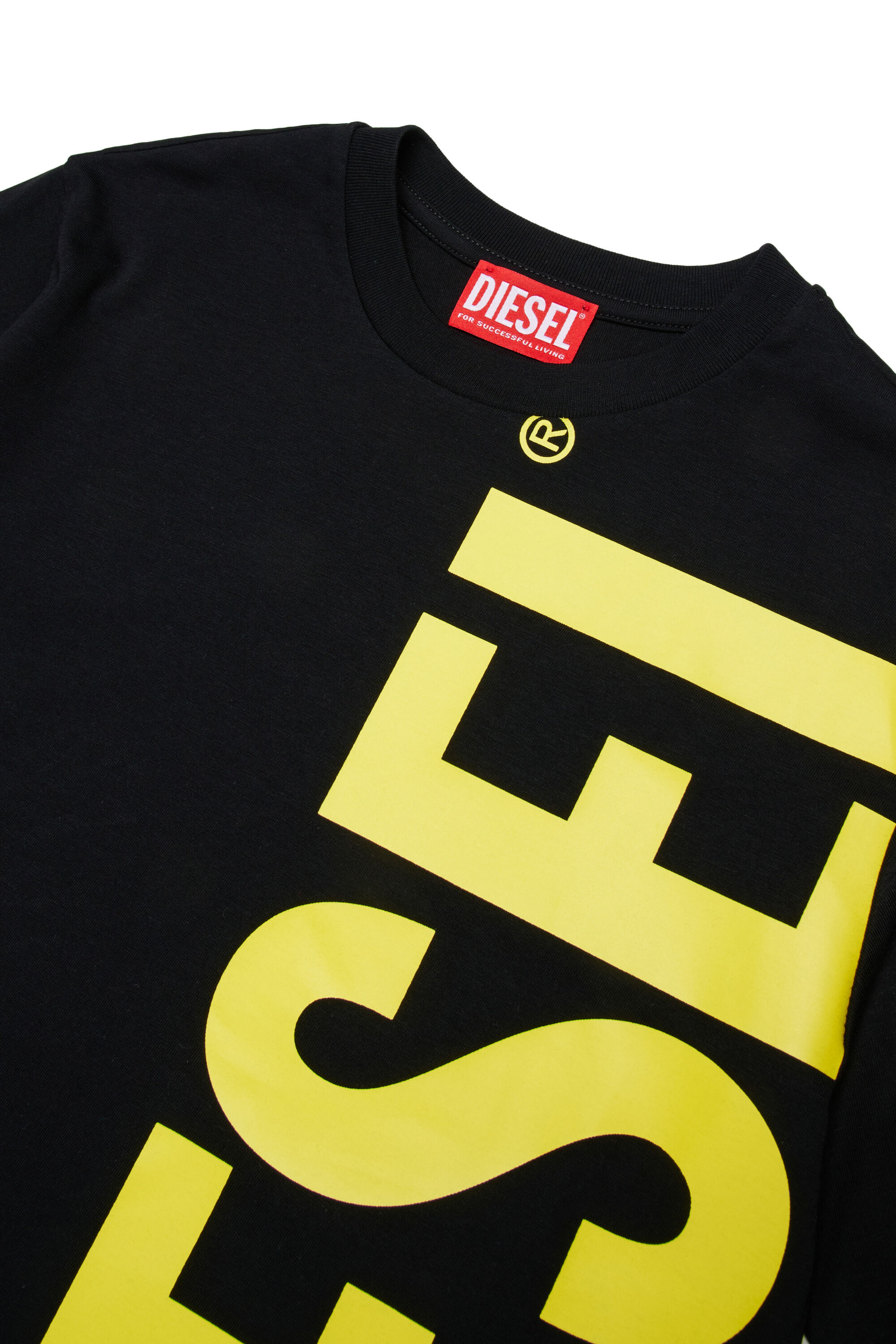 Diesel - MTOMS OVER, Man's Cotton T-shirt with maxi logo print in Black - 3