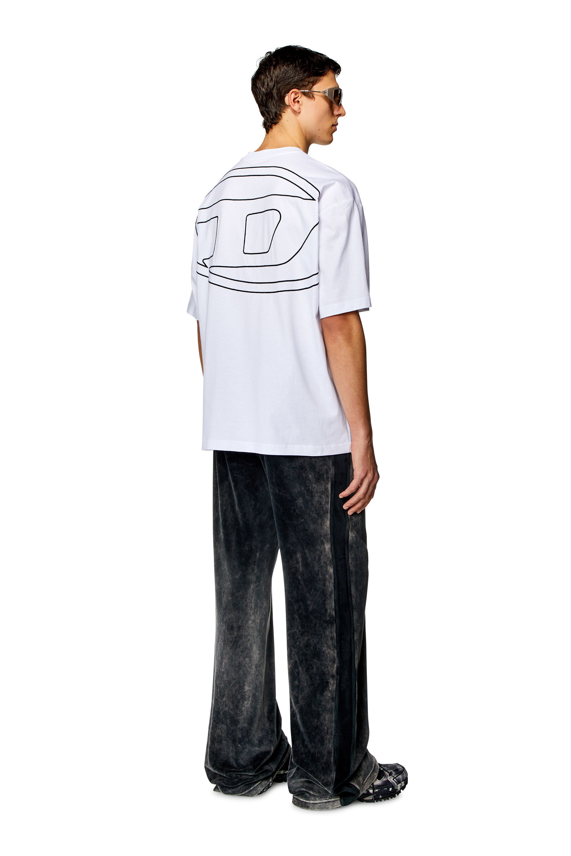 Diesel - T-BOGGY-MEGOVAL-D, Man's T-shirt with maxi oval D embroidery in White - 1