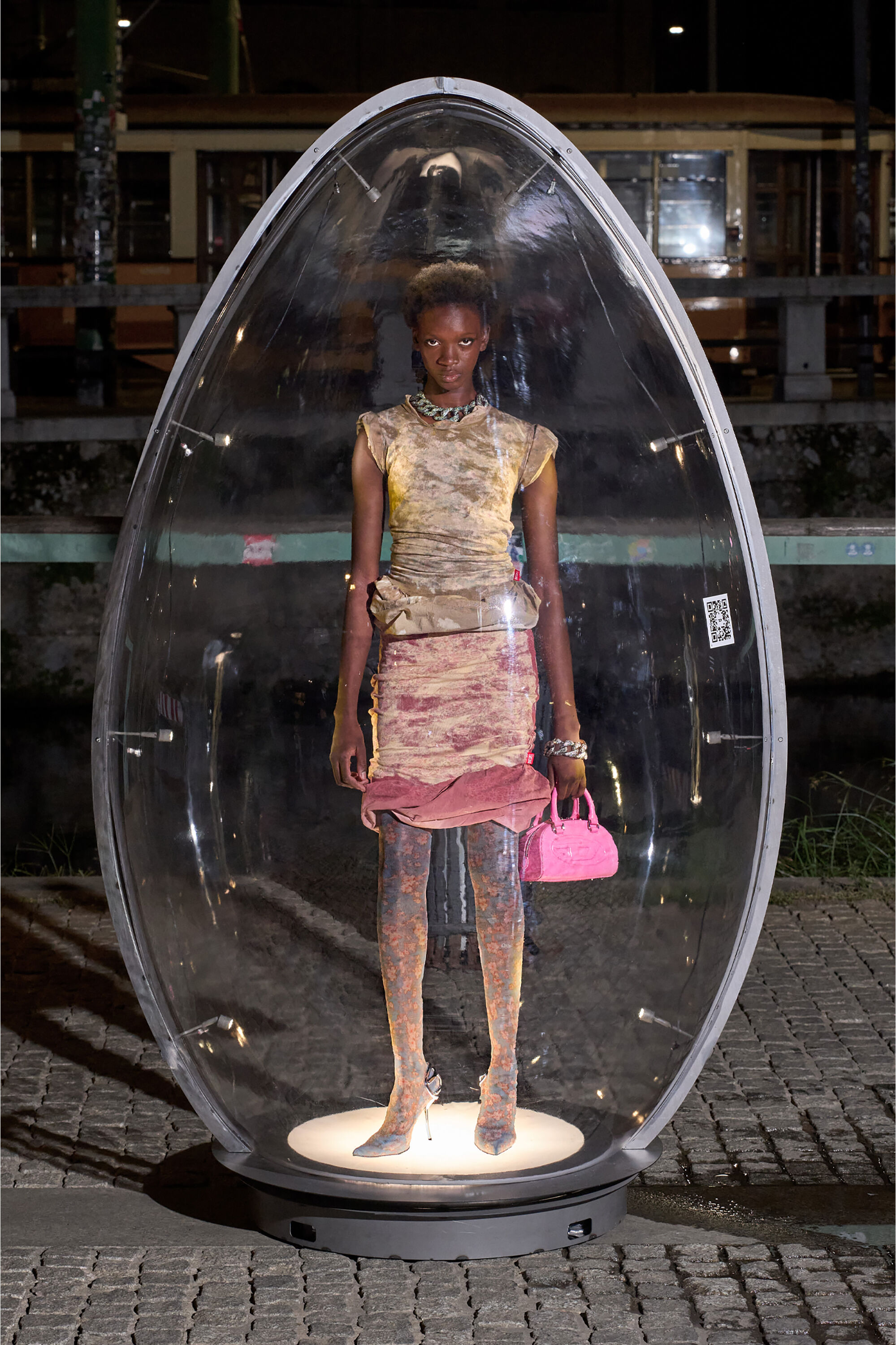 Diesel - T-ORY, Woman's Layered top with bleached effect in Military Green - 6