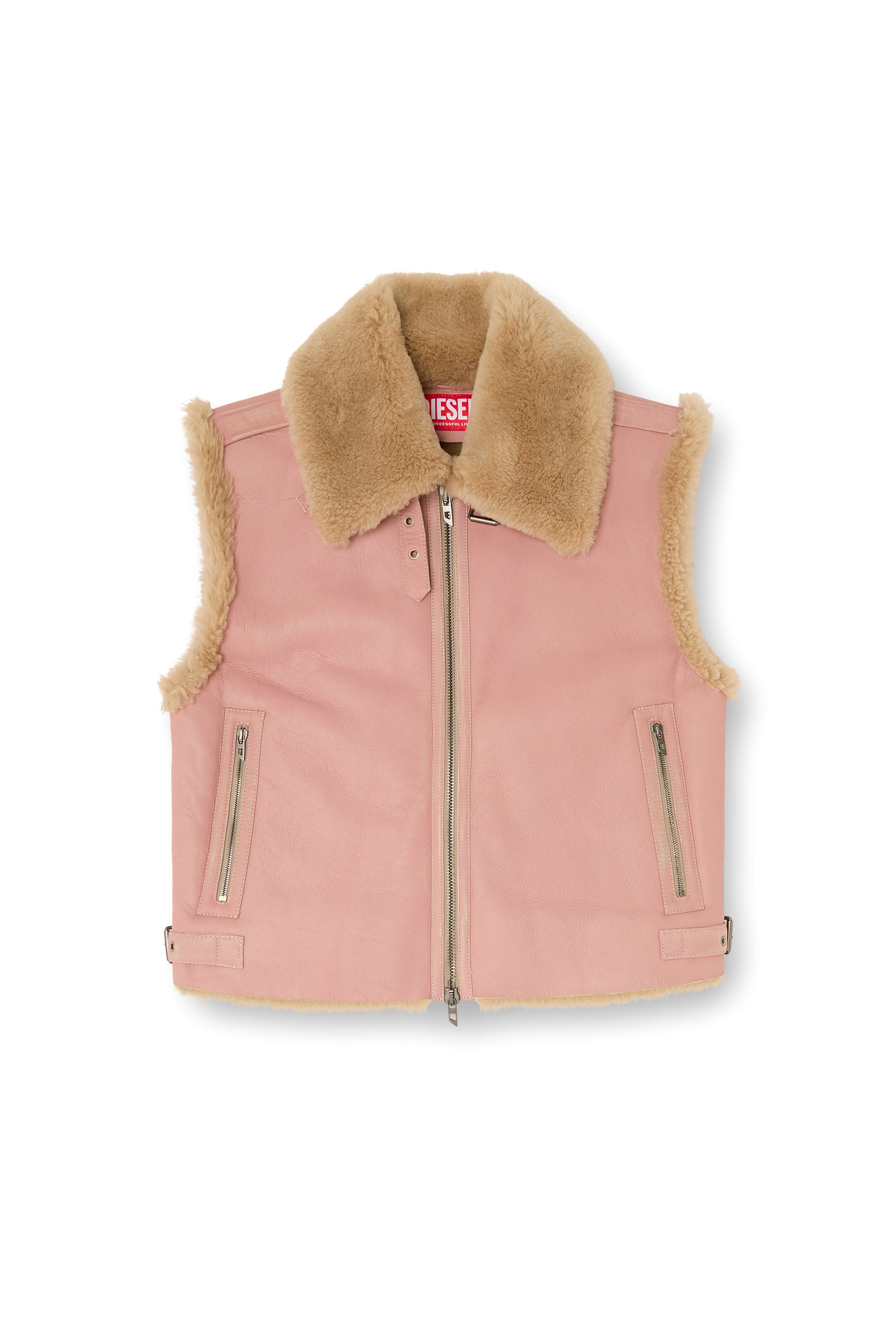 Diesel - L-HONT, Man's Shearling leather vest in Pink - 2