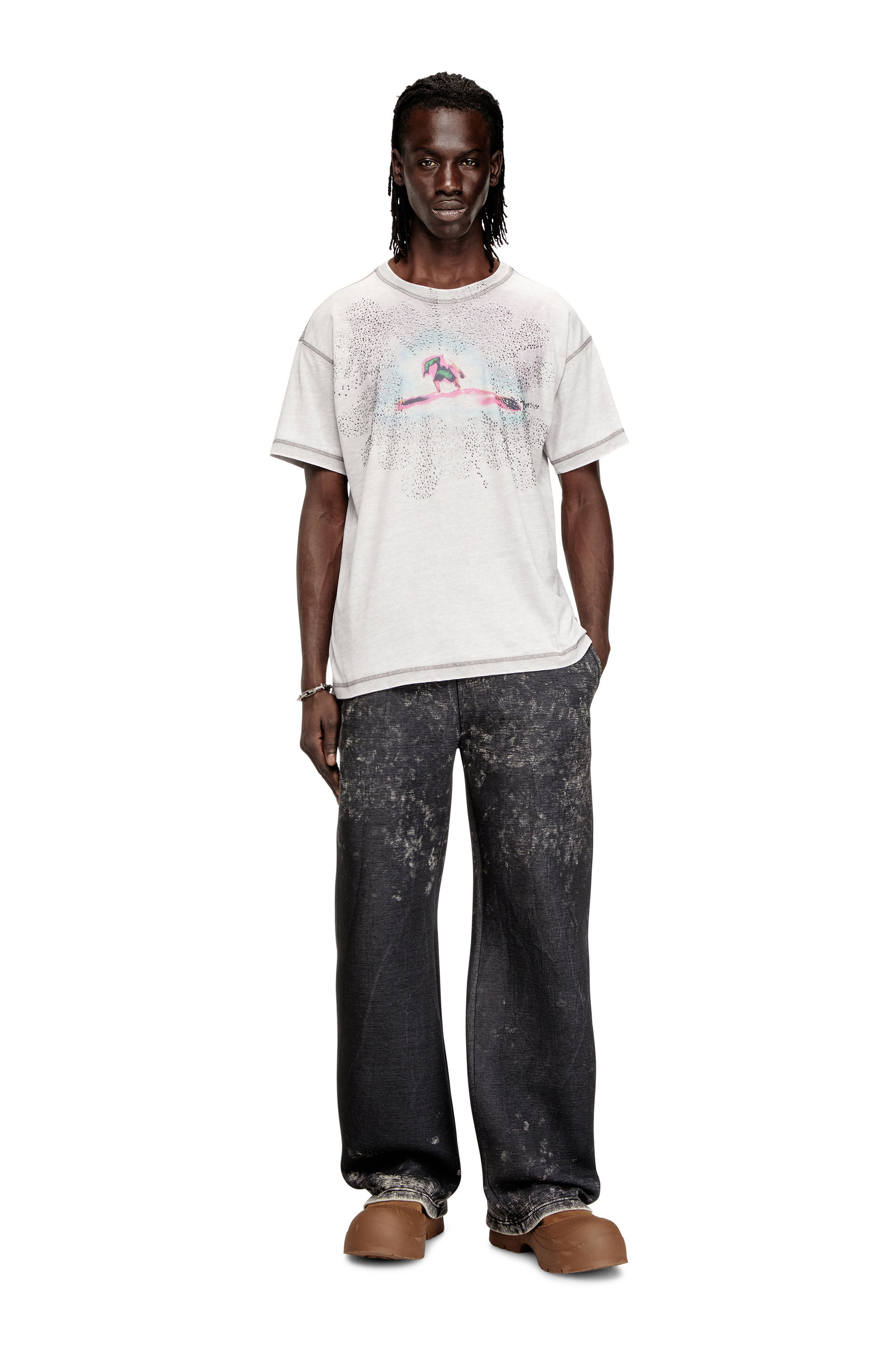 Diesel - T-NORM-V6, Man's Regular T-shirt with print and studs in null - 1
