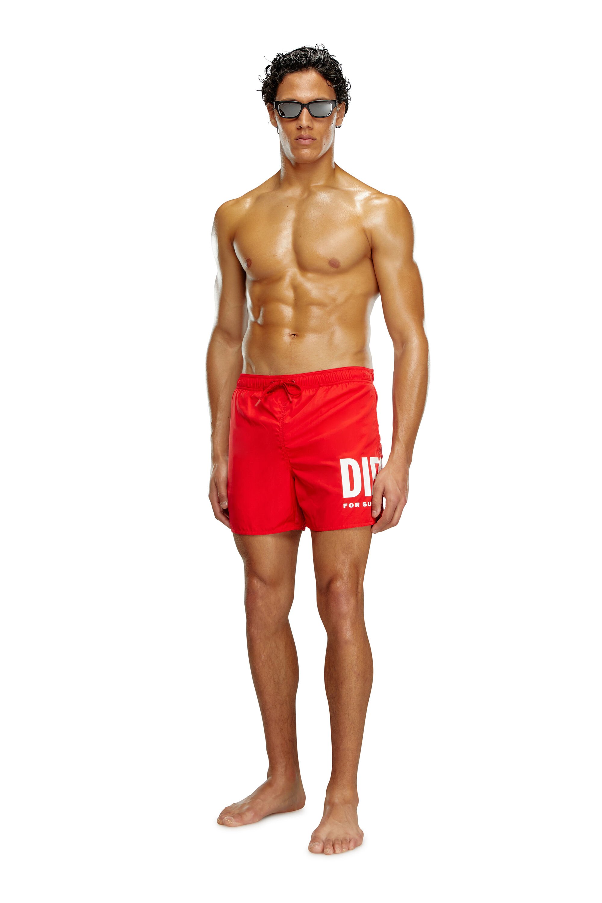 Diesel - BMBX-NICO, Man Mid-length swim shorts with maxi logo in Red - Image 2