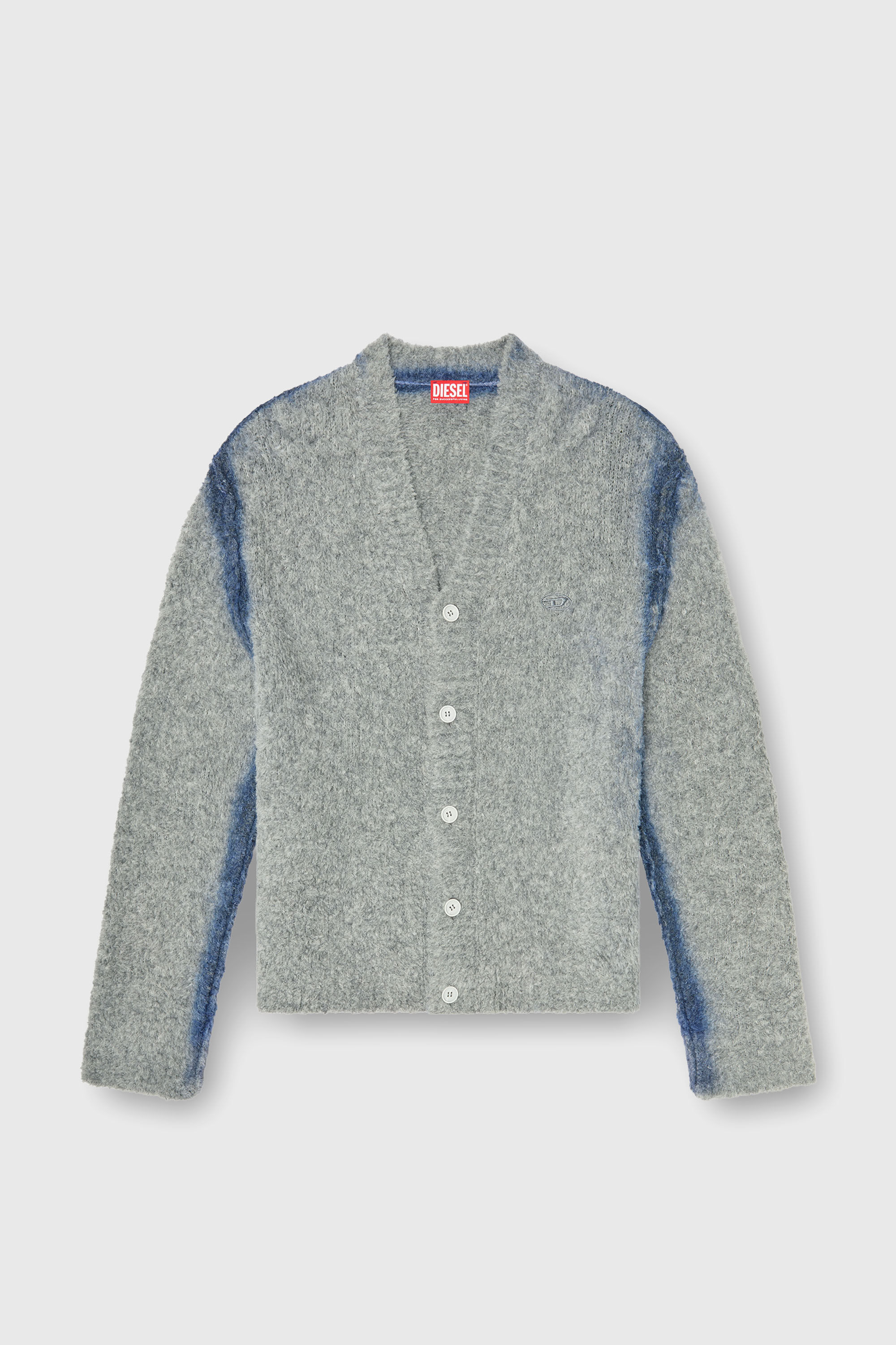 Diesel - K-REMO, Man's Alpaca-blend cardigan with spray-dyed seams in Grey - 2