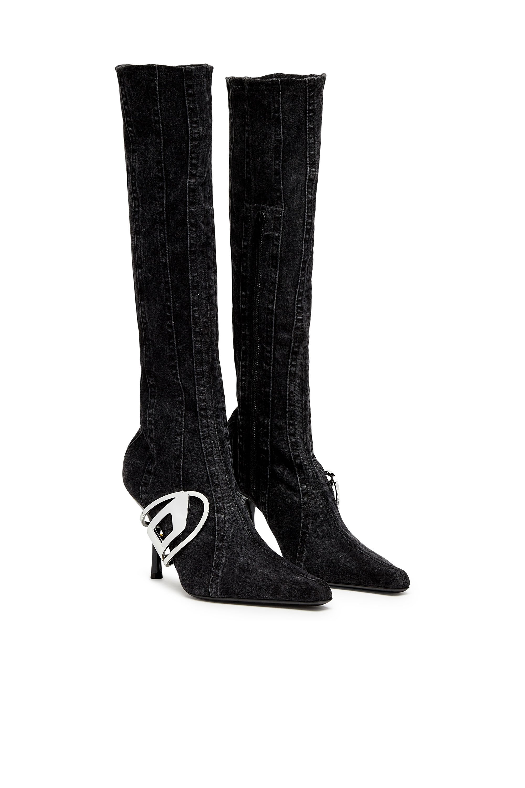 Diesel - D-ECLIPSE KBT, Woman D-Eclipse KBT - Knee-high boots in stretch denim in Black - Image 2