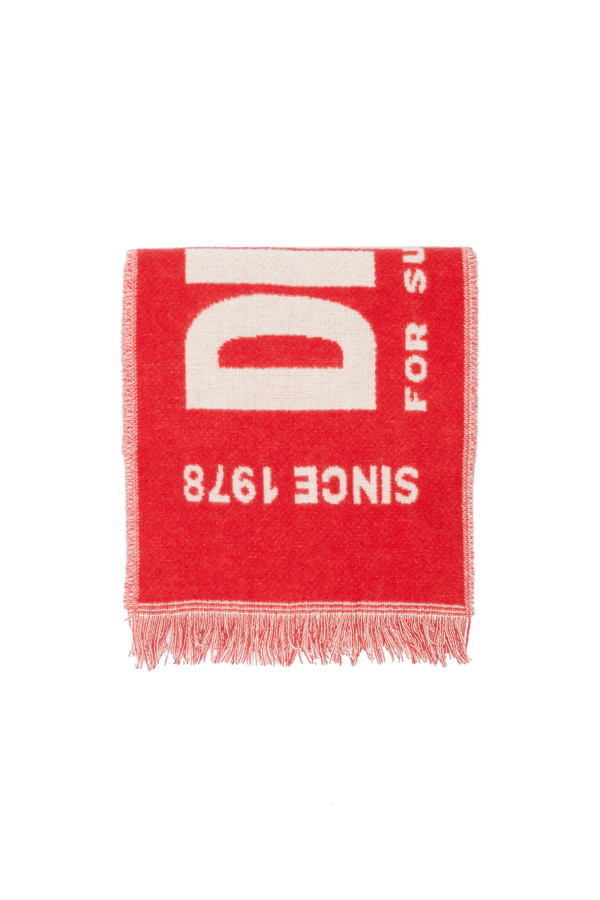 Diesel - S-BISC-NEW, Man Blended wool scarf with jacquard logo in Red - Image 1
