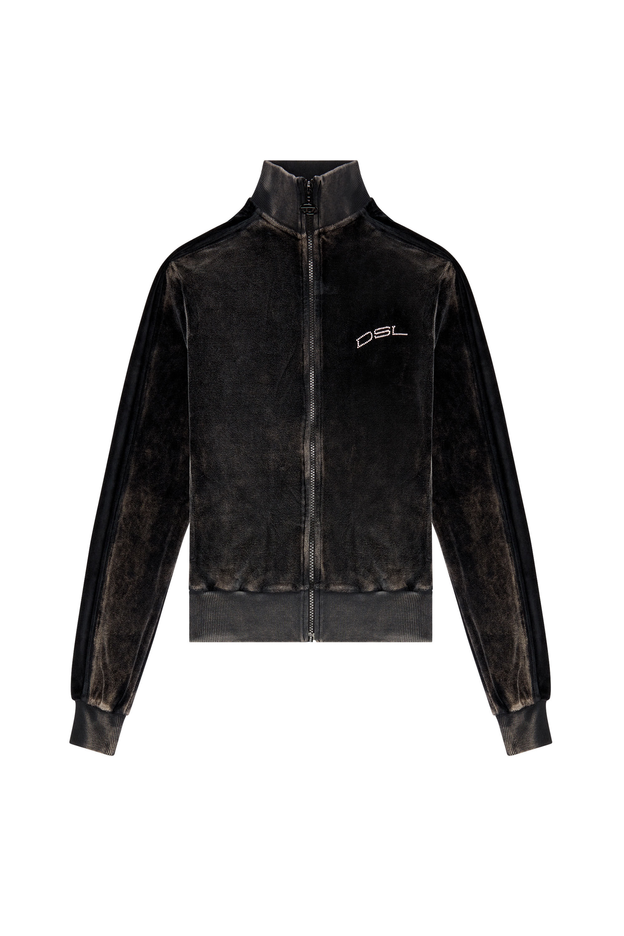 Diesel - F-KINIGLI, Woman Track jacket in treated chenille in Black - Image 2
