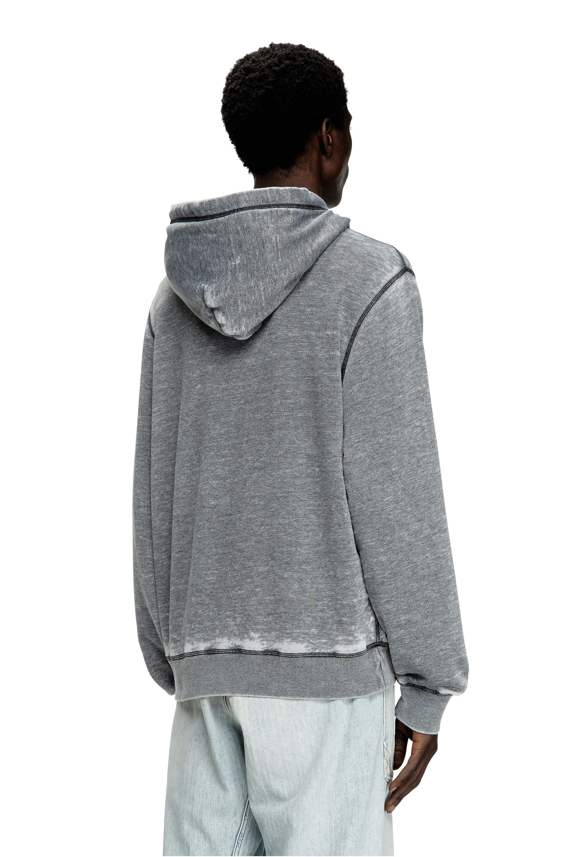Men's Burnout hoodie with metal-look logo | Grey | Diesel
