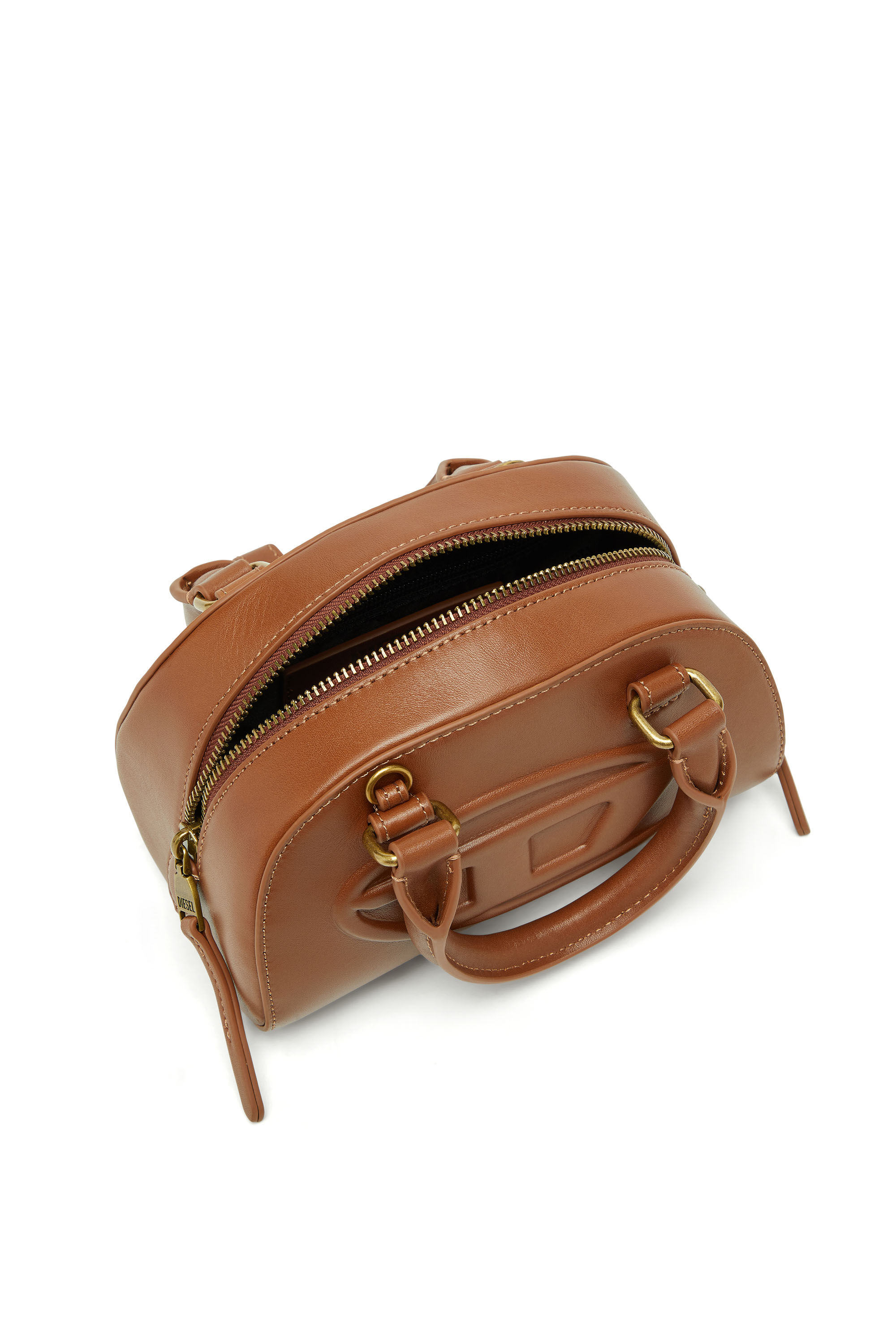 Diesel - 1DR DOME CROSSBODY, Woman's 1DR Dome-Mini bowling bag in pull-up leather in Camel - 4