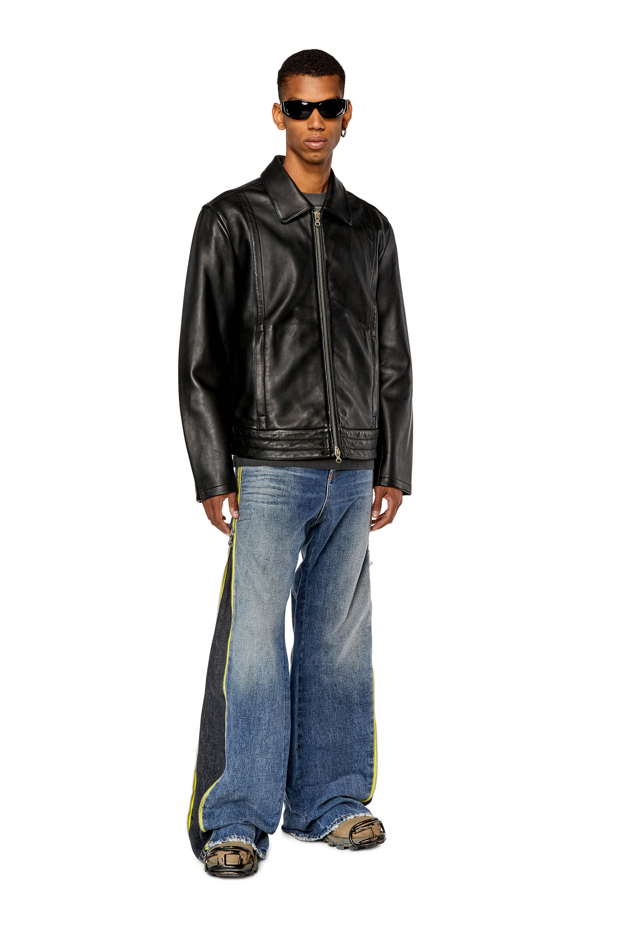 Diesel - L-HUDSON, Man Shirt jacket in supple leather in Black - Image 1
