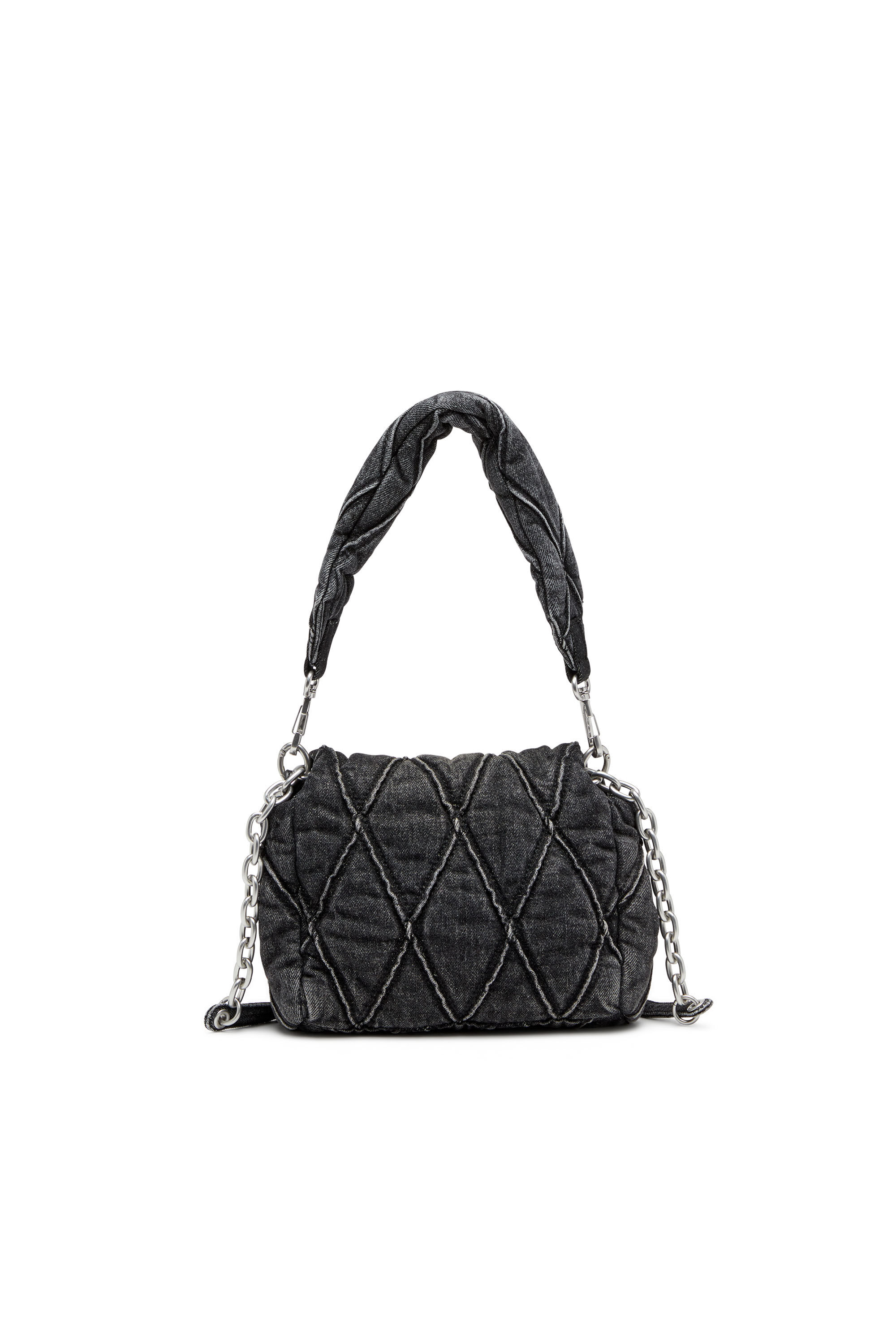 Diesel - CHARM-D SHOULDER S, Woman's Charm-D S-Small shoulder bag in quilted denim in Black - 3