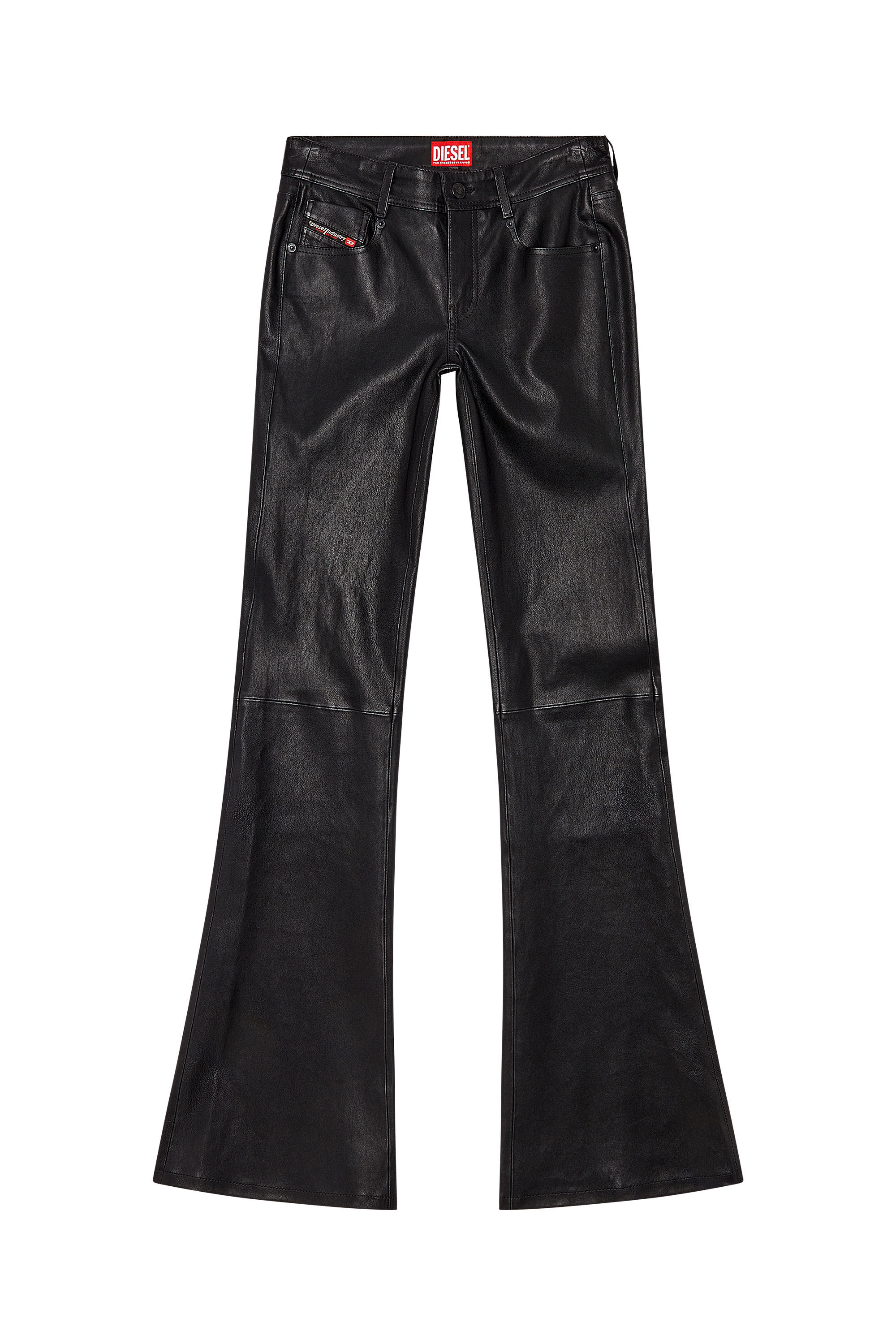 Diesel - L-STELLAR, Woman Bootcut pants in stretch leather in Black - Image 2
