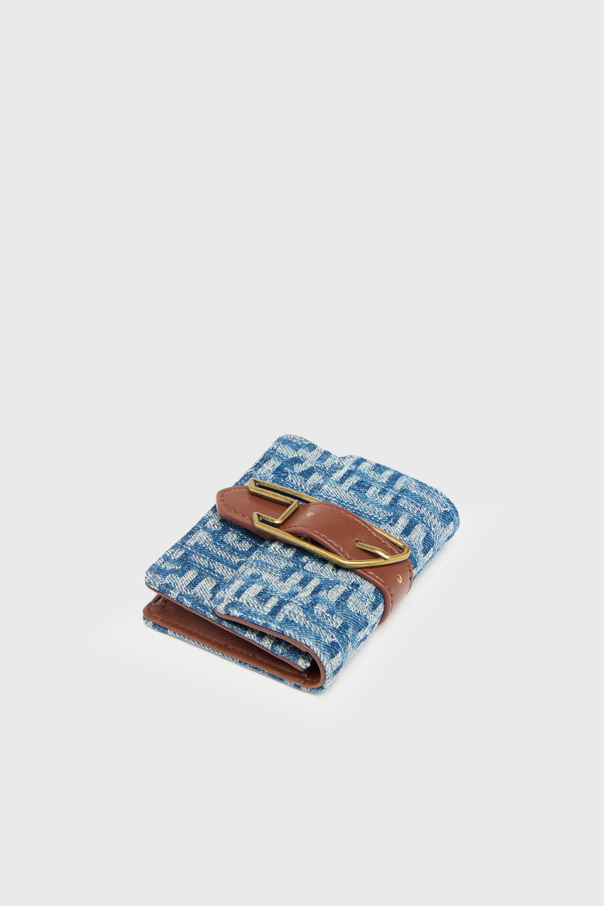 Diesel - D-LINE CARD HOLDER, Woman's Card holder in monogram denim with belt detail in Blue - 4