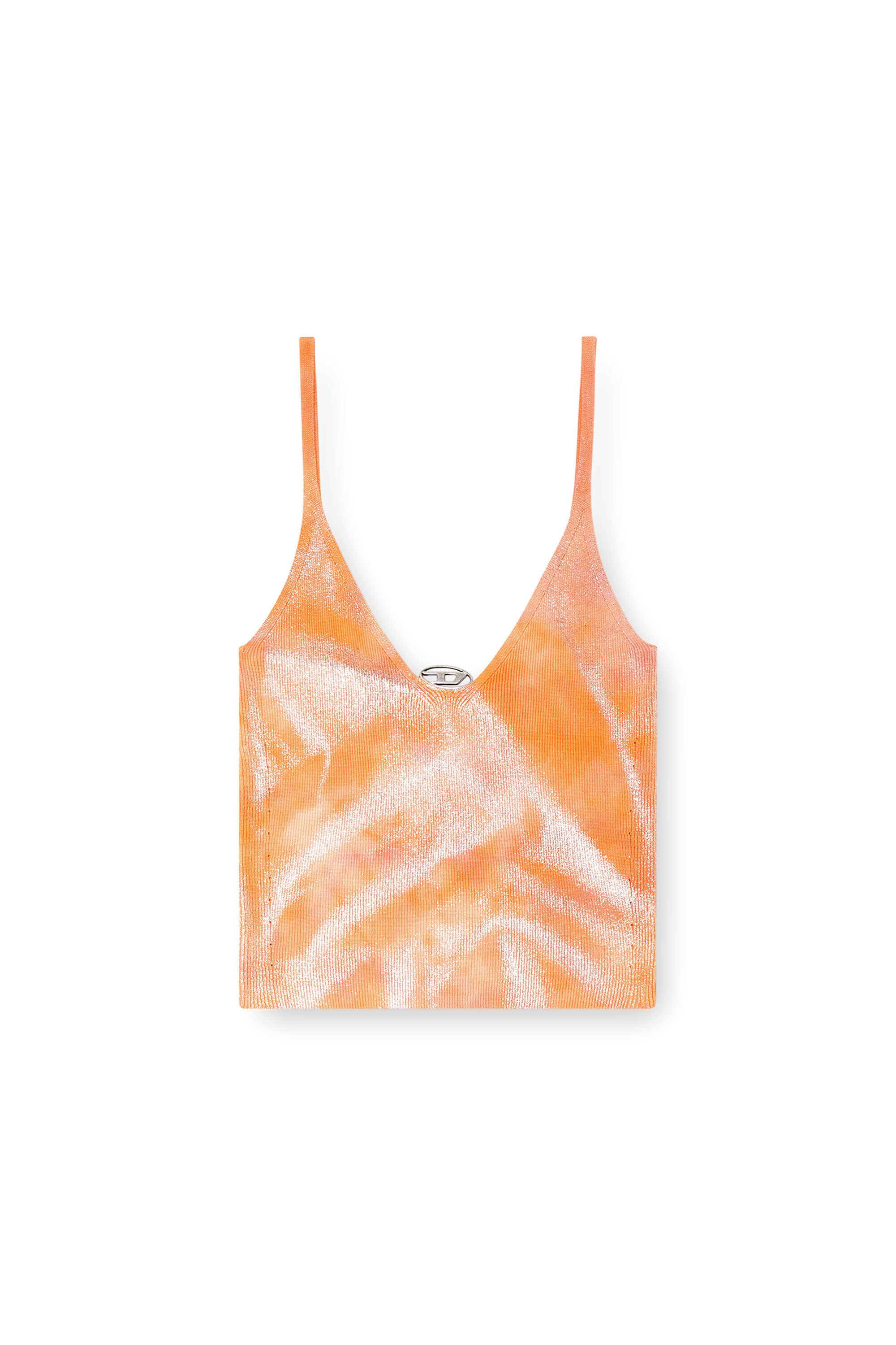 Diesel - M-ISMINA, Woman's Cami top in metallic solarised knit in Orange - 2