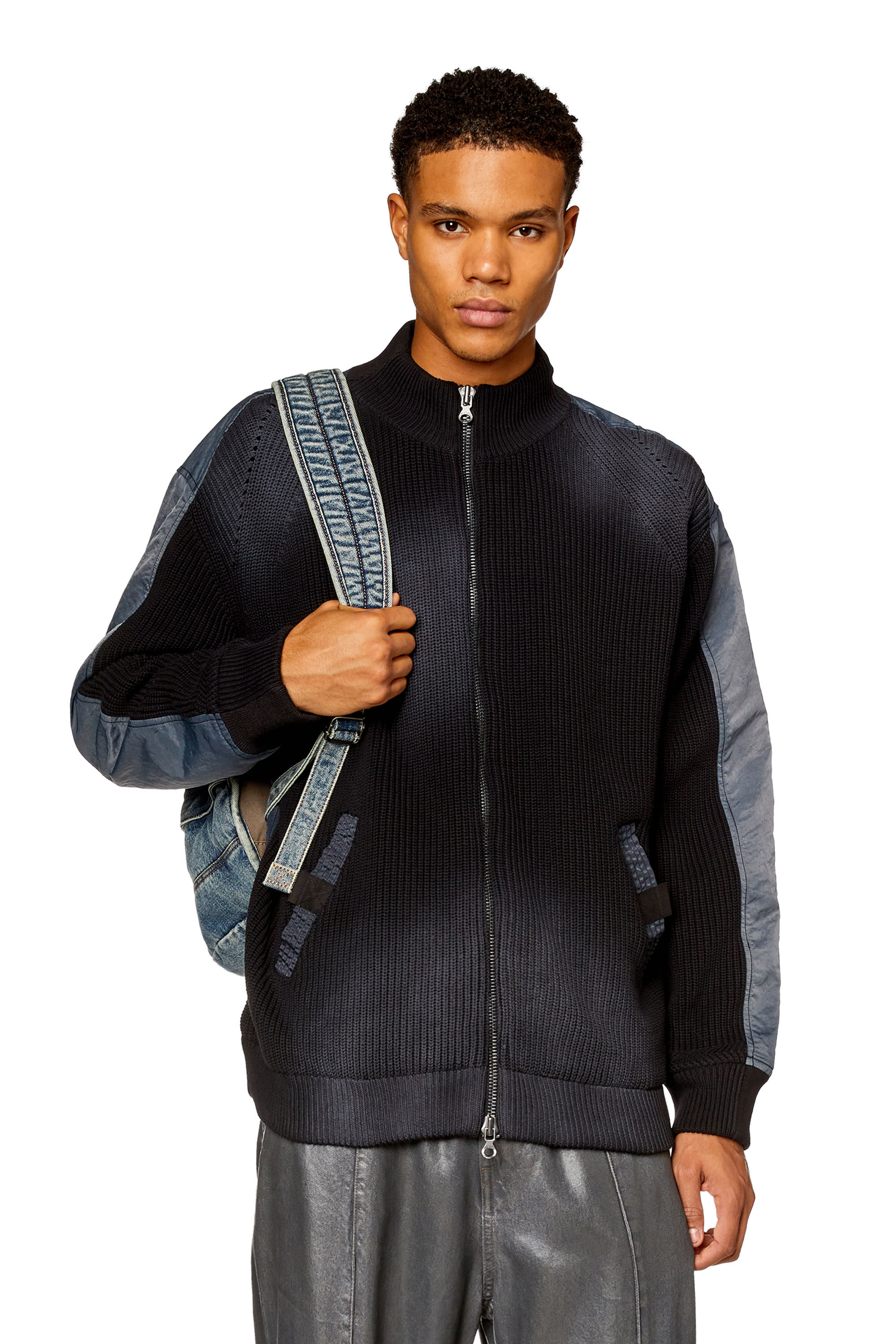 Diesel - K-OSWIN, Man Padded knit and nylon bomber jacket in Multicolor - Image 3