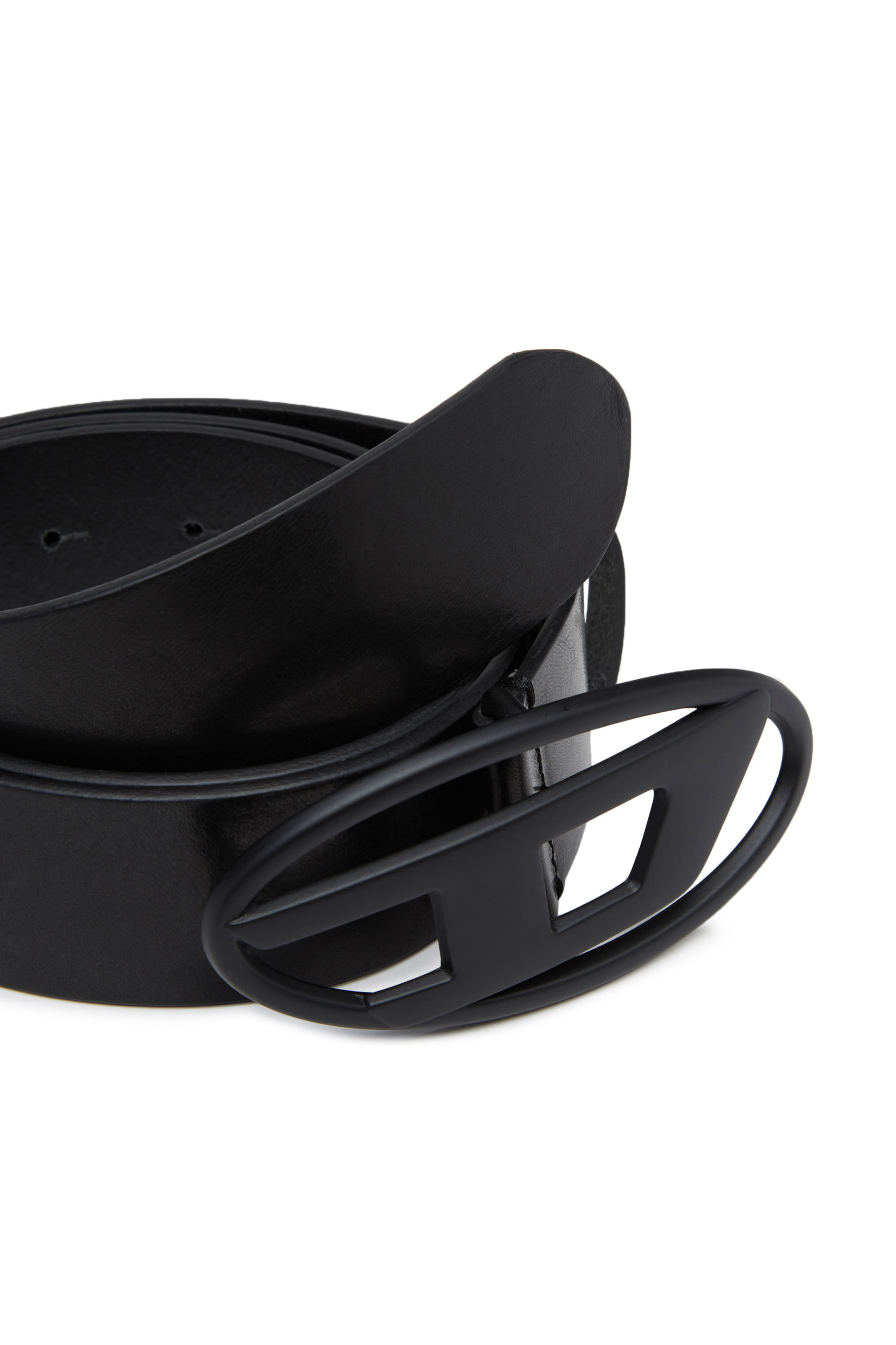 Diesel - B-1DR, Unisex's 3.9cm leather belt with tonal buckle in Black - 3