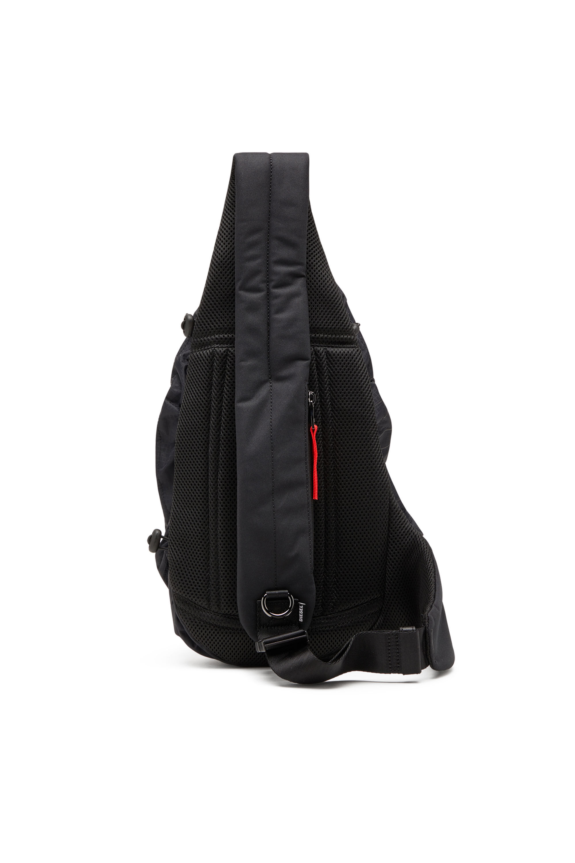 Men's Zip-D-Sling backpack in check-jacquard shell | Black | Diesel TH