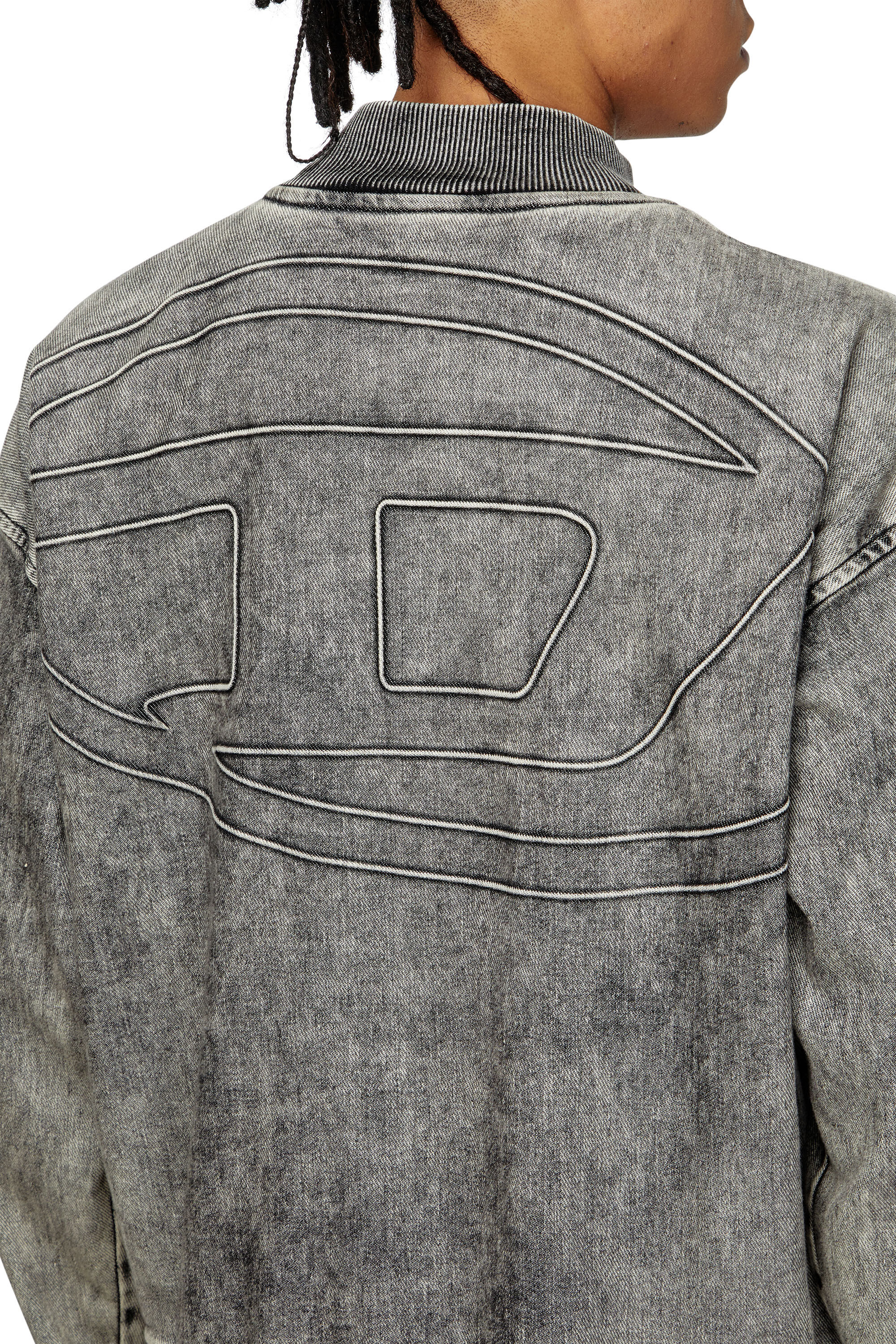 Women's Track Denim zip-up sweater with Oval D | Grey | Diesel
