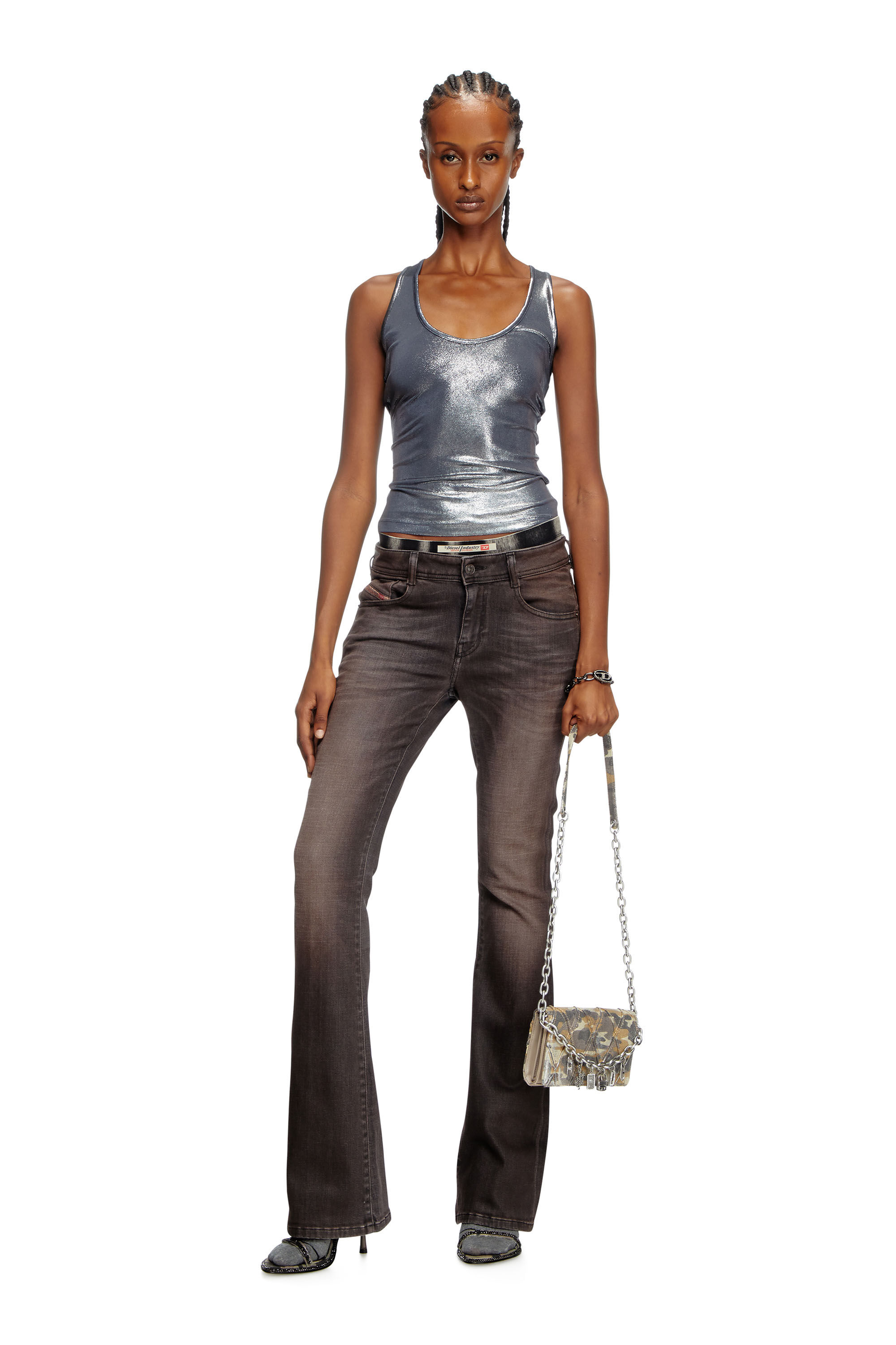 Diesel - T-AMA, Woman's Metallic tank top in Blue - 1