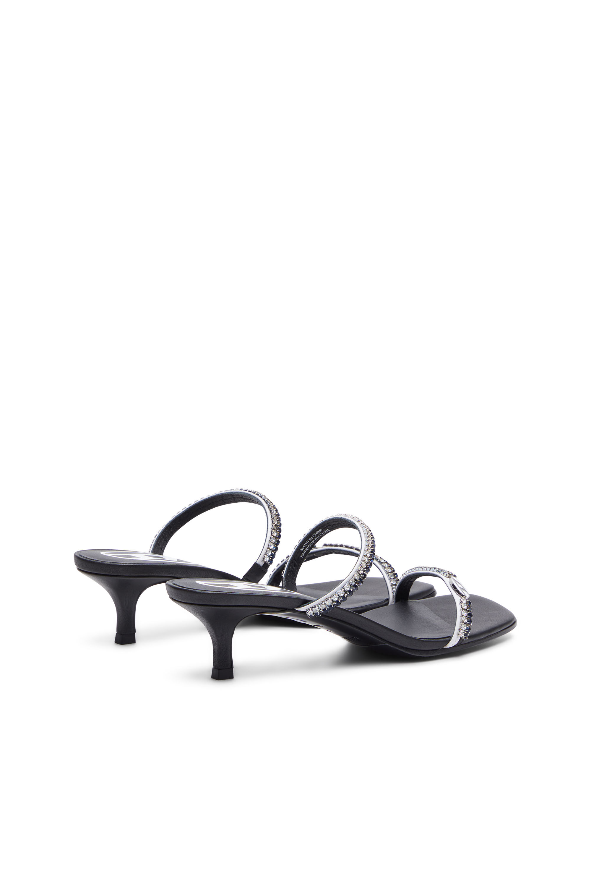 Diesel - D-KITTIE SD, Woman D-Kittie SD - Leather sandals with crystal straps in Black - Image 3