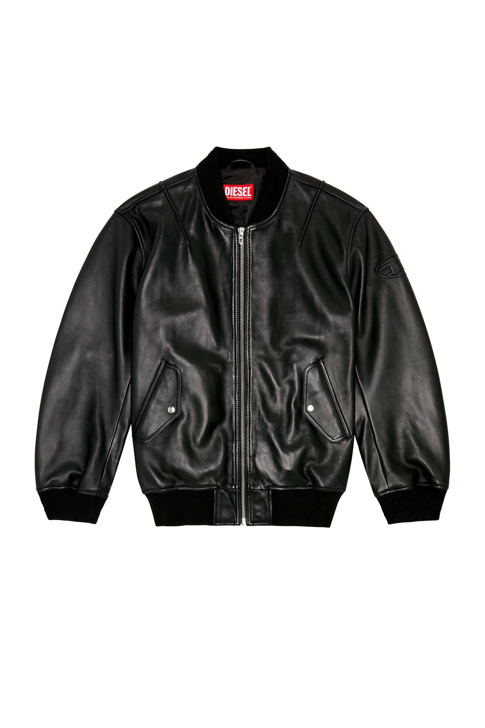 Diesel - L-PRITTS-NEW, Man Bomber jacket in tumbled leather in Black - Image 2