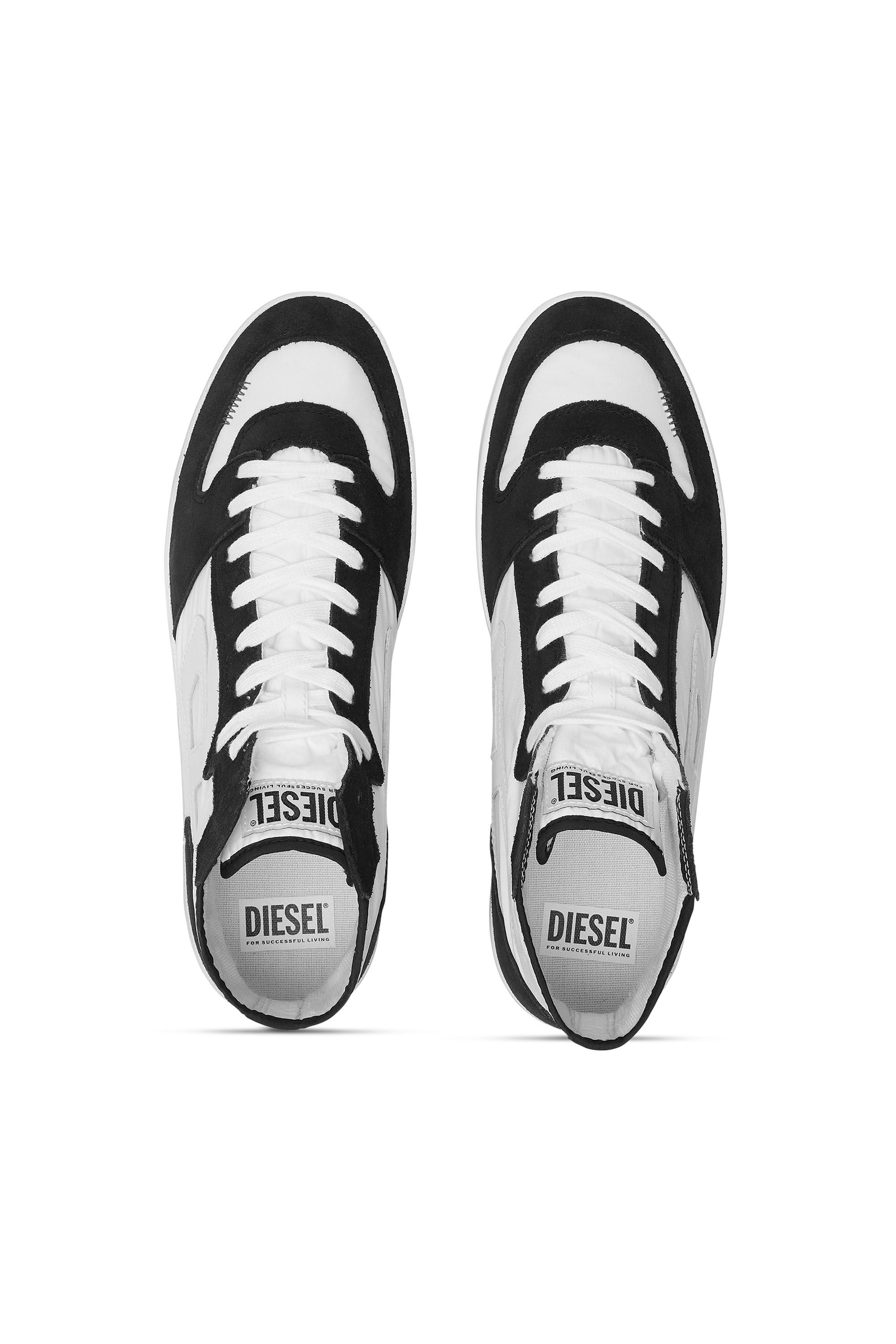 Diesel - S-LEROJI D-1 MID, Man's S-Leroji D-Padded-ripstop and suede high-top sneakers in Black/White - 4