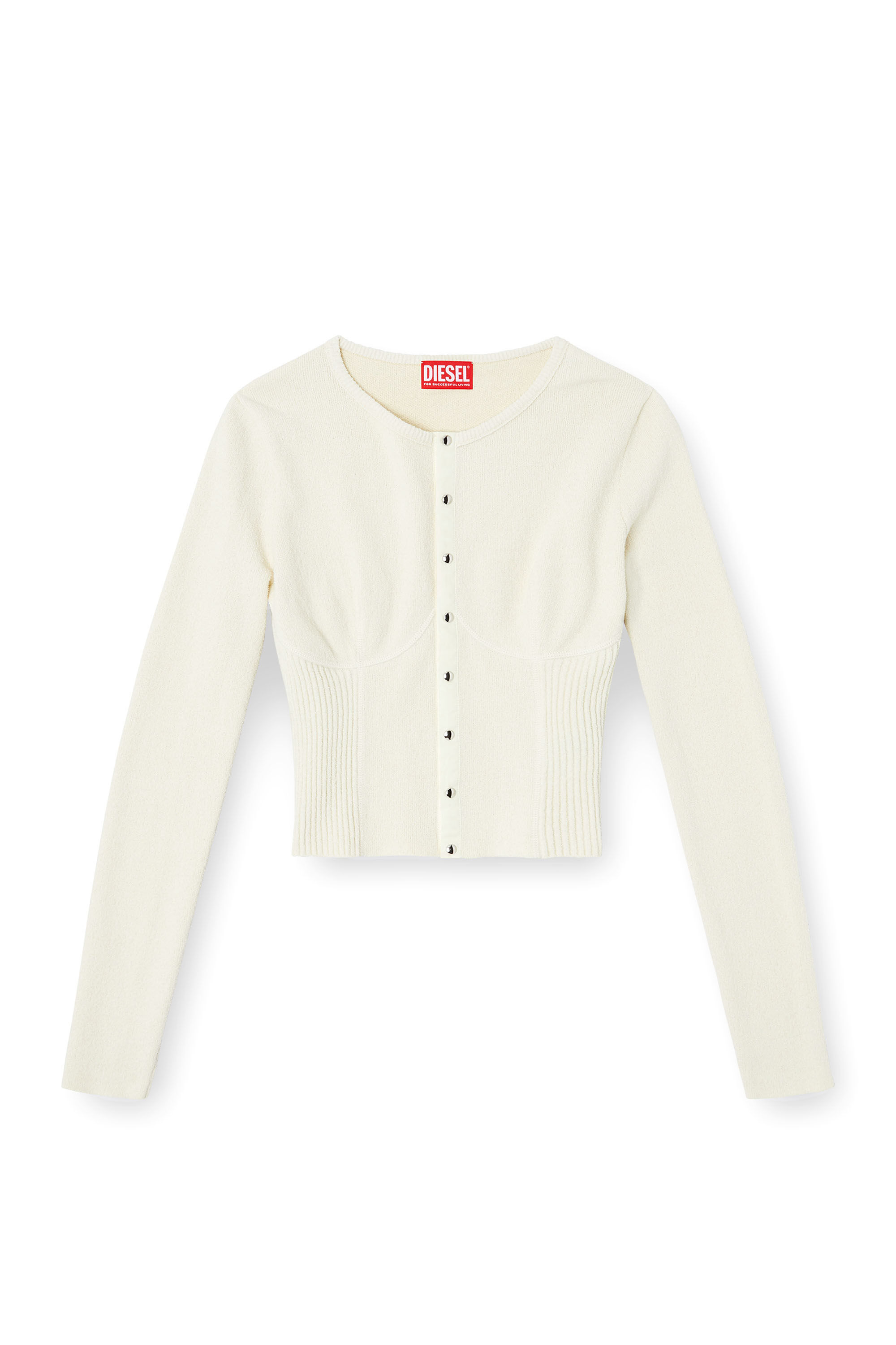 Diesel - M-LESTA, Woman's Bustier-effect cropped cardigan in White - 2