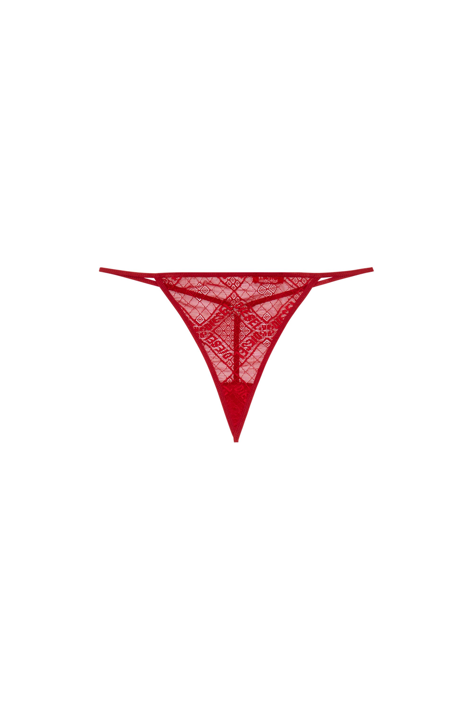 Diesel - UFST-D-STRING, Woman Thong in stretch logo lace in Red - Image 2