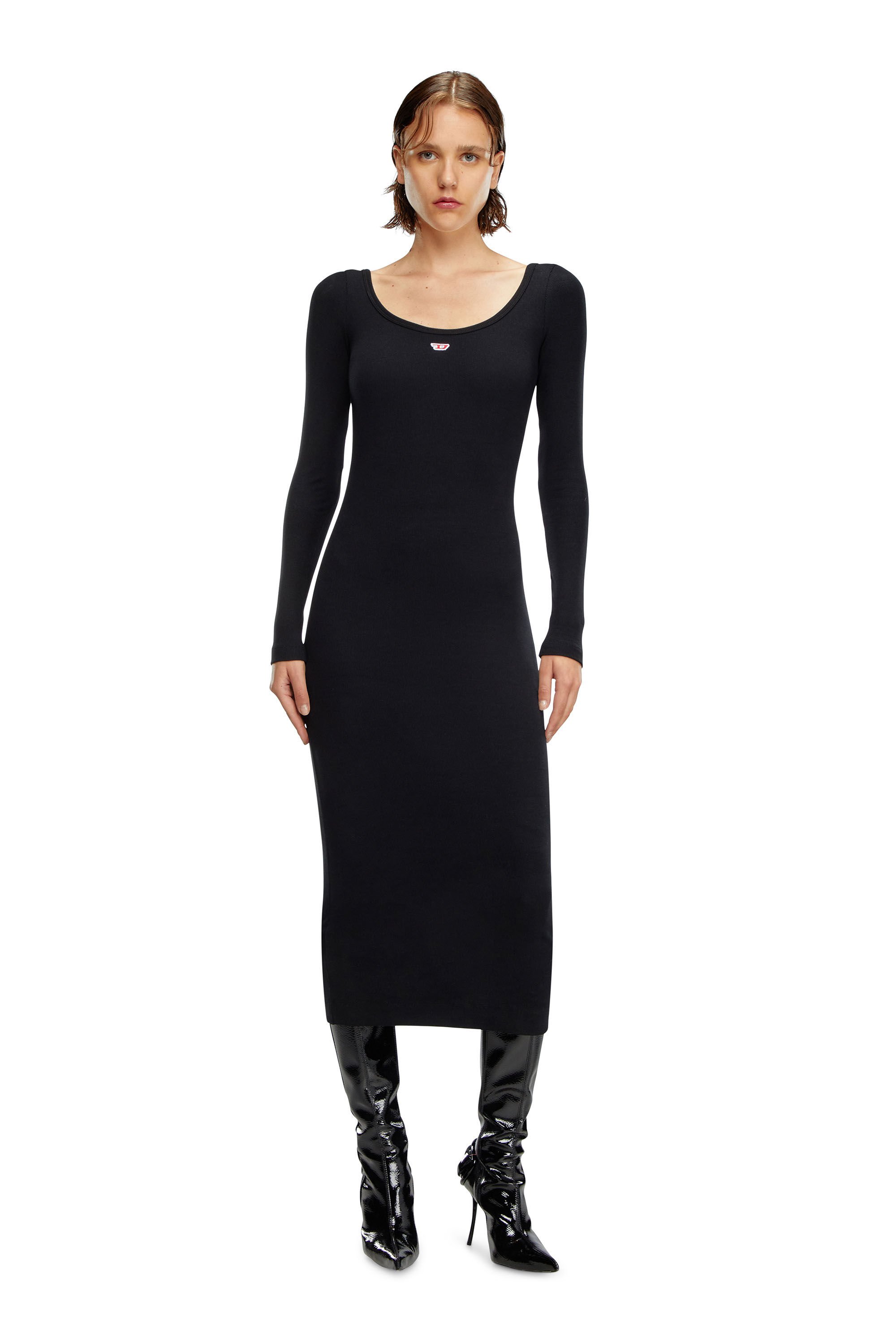 Diesel - D-BALLET-D, Woman Scoop-neck midi dress in Black - Image 1