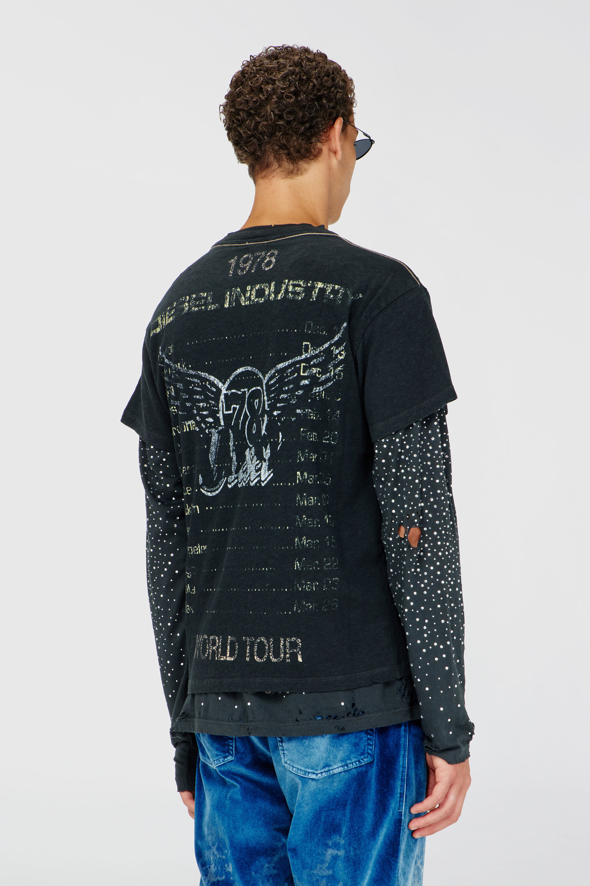Diesel - T-GERIO-A, Man's Cotton-hemp T-shirt with concert graphics in Black - 4