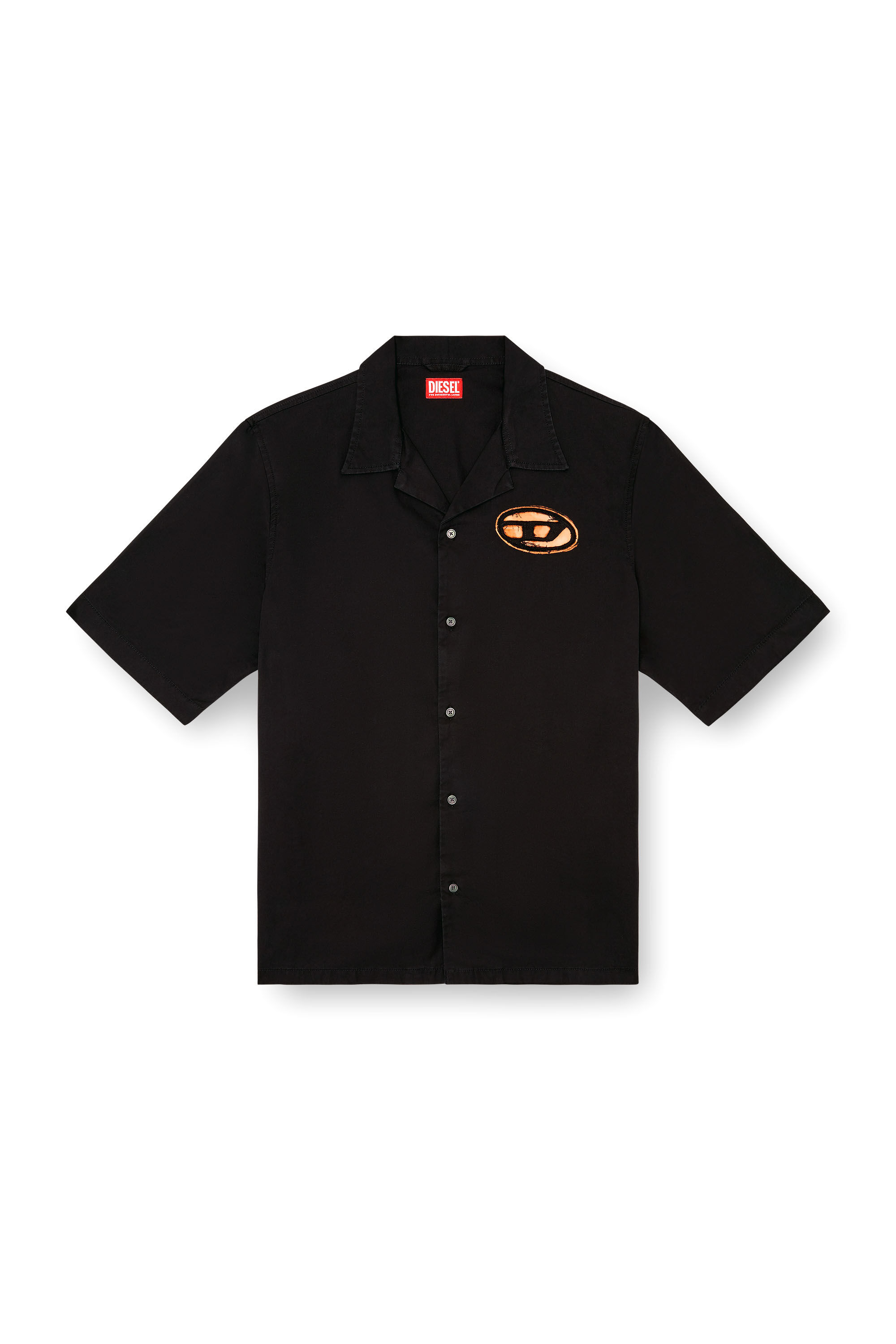 Diesel - S-STAN-BLEACH, Man's Bowling shirt with bleached effect in Black - 2