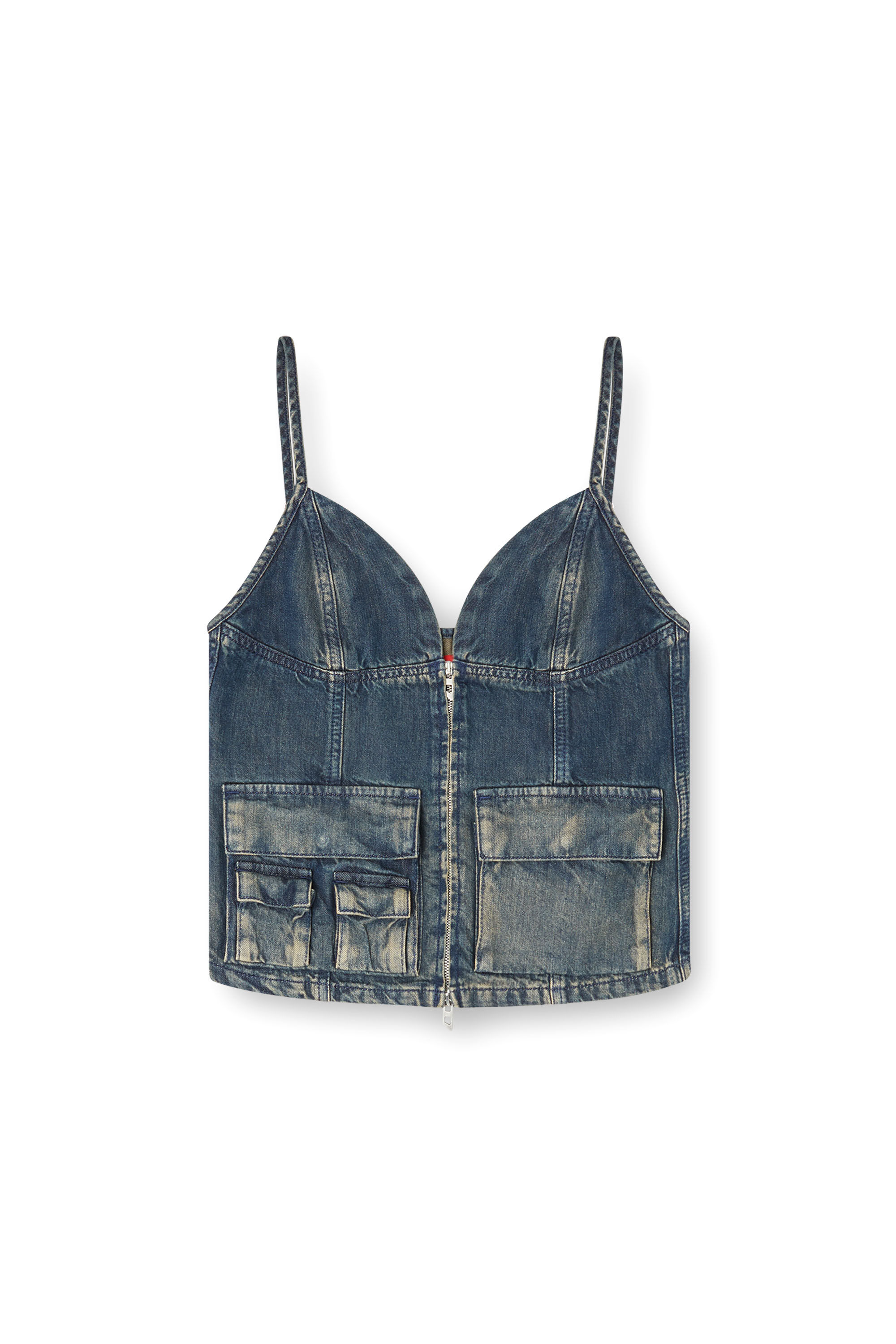 Diesel - DE-MELLIS-S, Woman's Top in gradient fluid denim in Dark Blue - 2