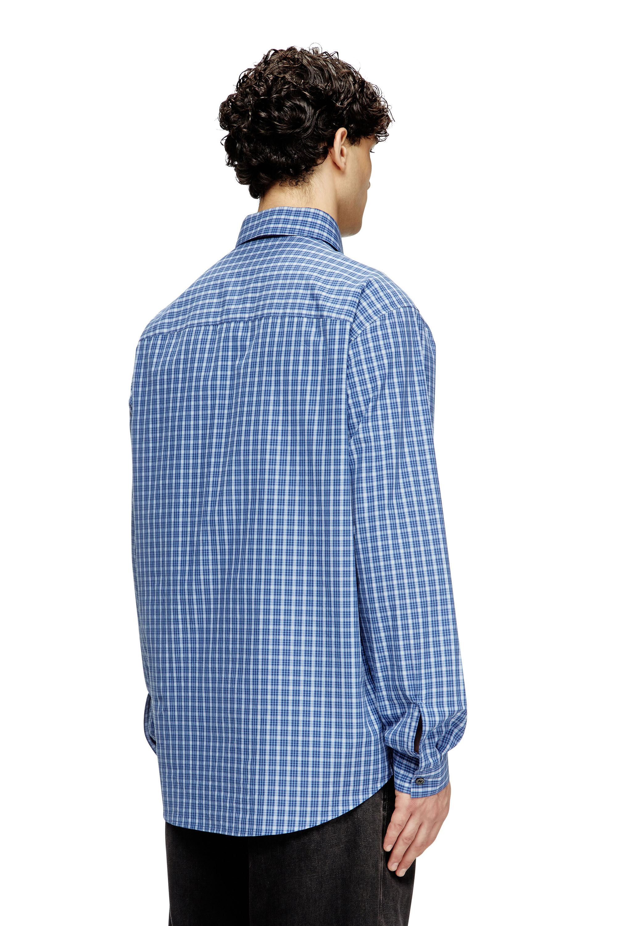 Diesel - S-SIMPLY-DLBV, Man's Checked shirt with Oval D embroidery in Blue - 4
