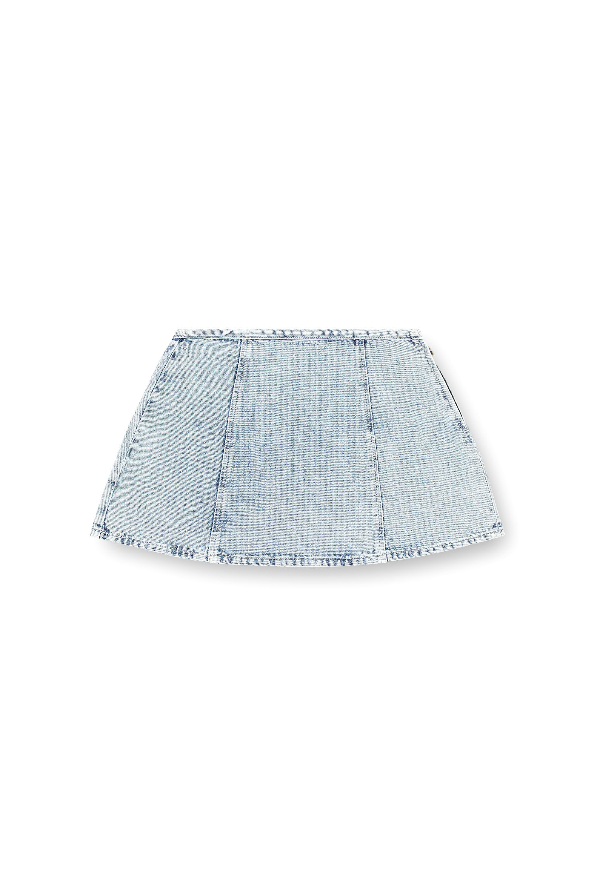 Diesel - DE-SWENY-S, Woman's Mini skirt in graphic denim with crystals in Light Blue - 2