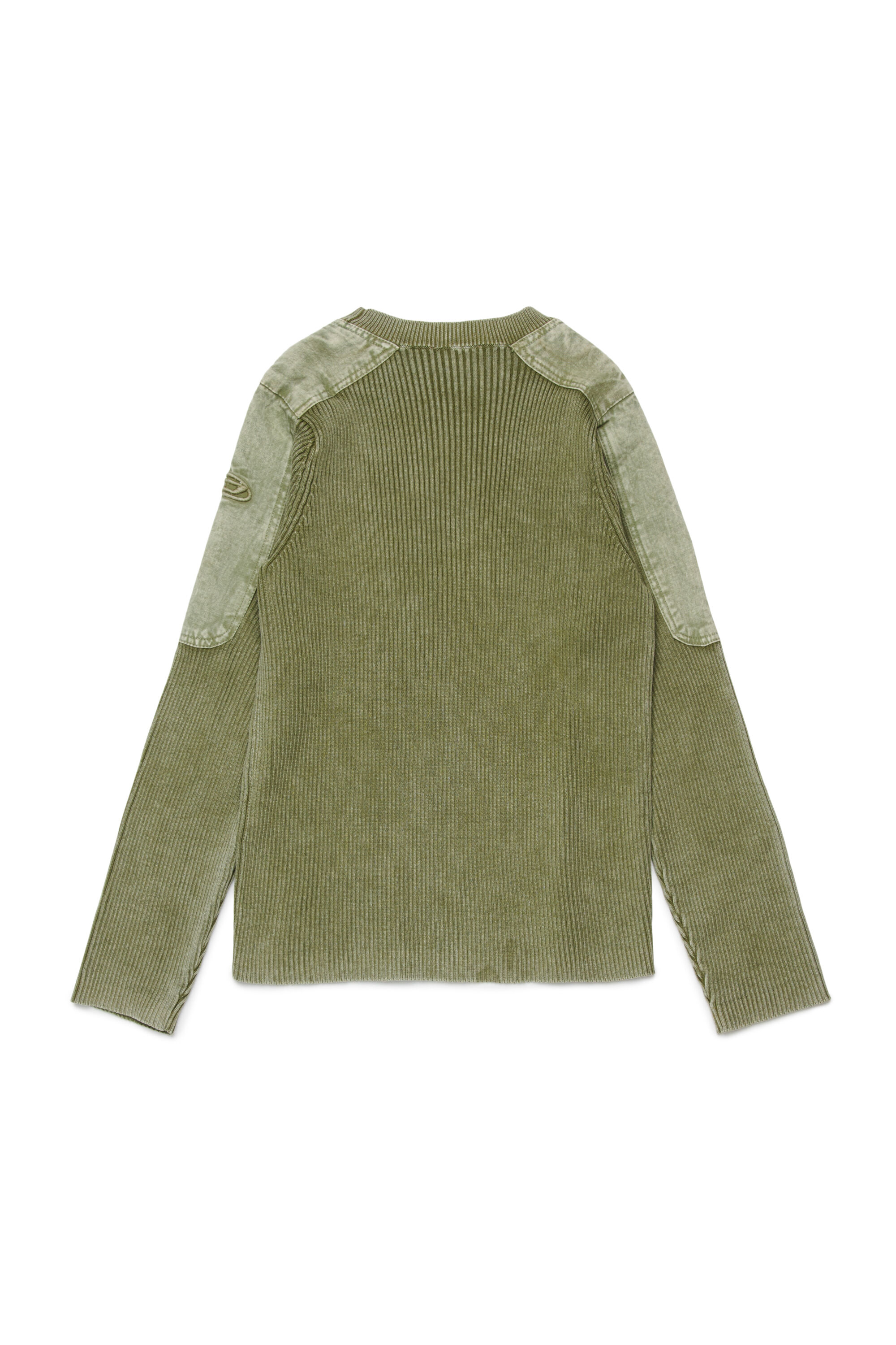 Diesel - KAMERYN, Man's Knit top with tonal canvas patches in Green - 2