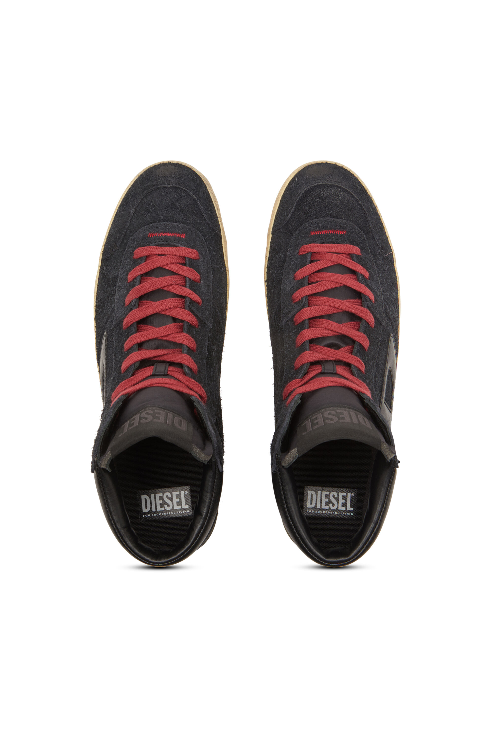 Diesel - S-LEROJI MID, Man's S-Leroji-High-top sneakers in hairy suede in Black - 5