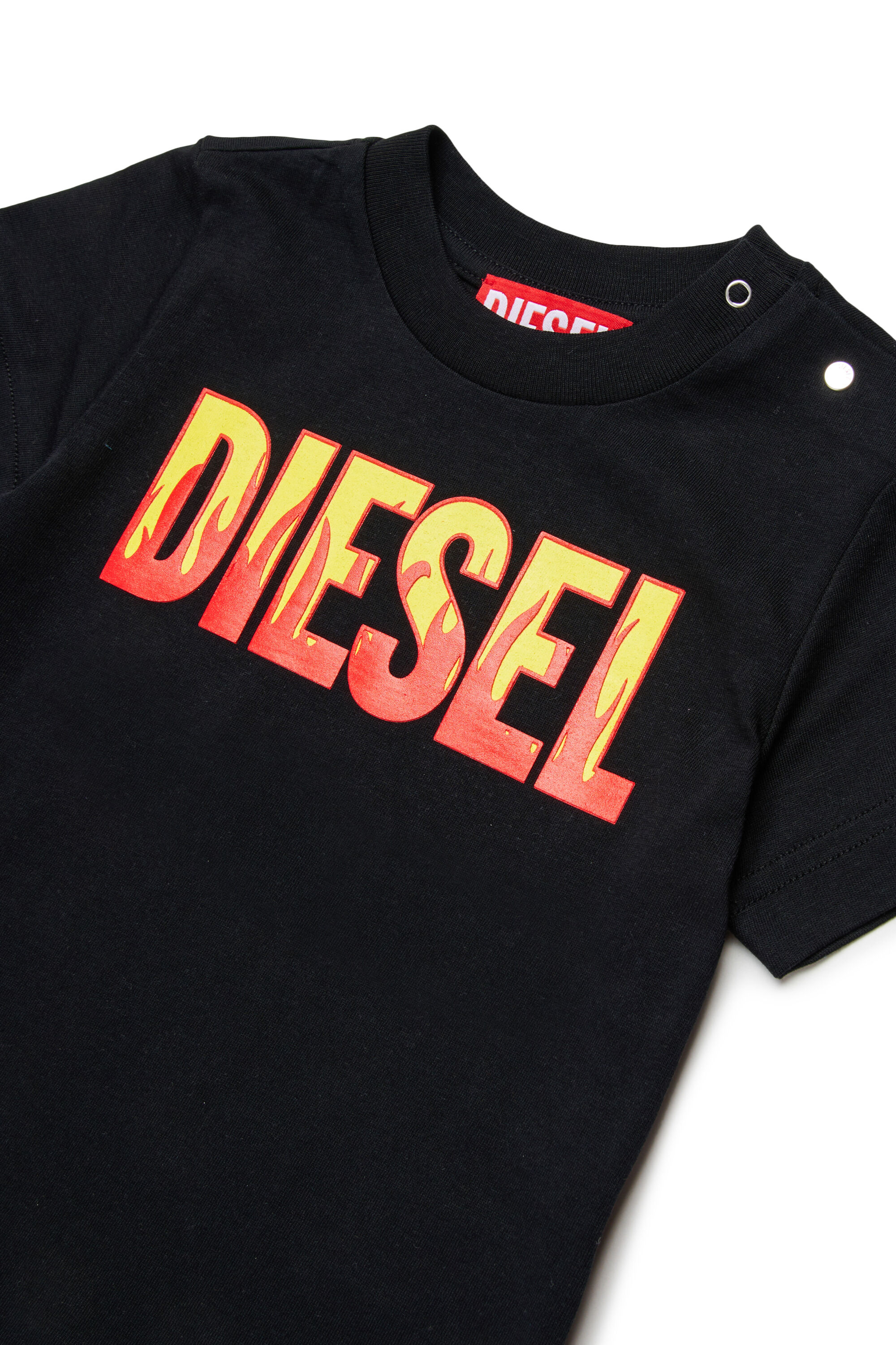 Diesel - TDIRB, Man's Cotton T-shirt with fire-effect print in Black - 3