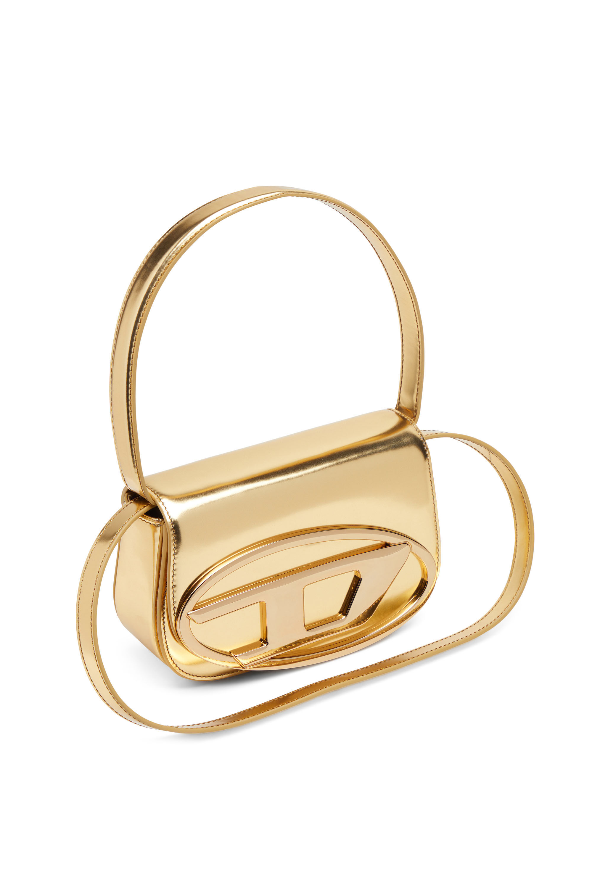 Women s 1DR Iconic shoulder bag in mirrored leather Oro Diesel