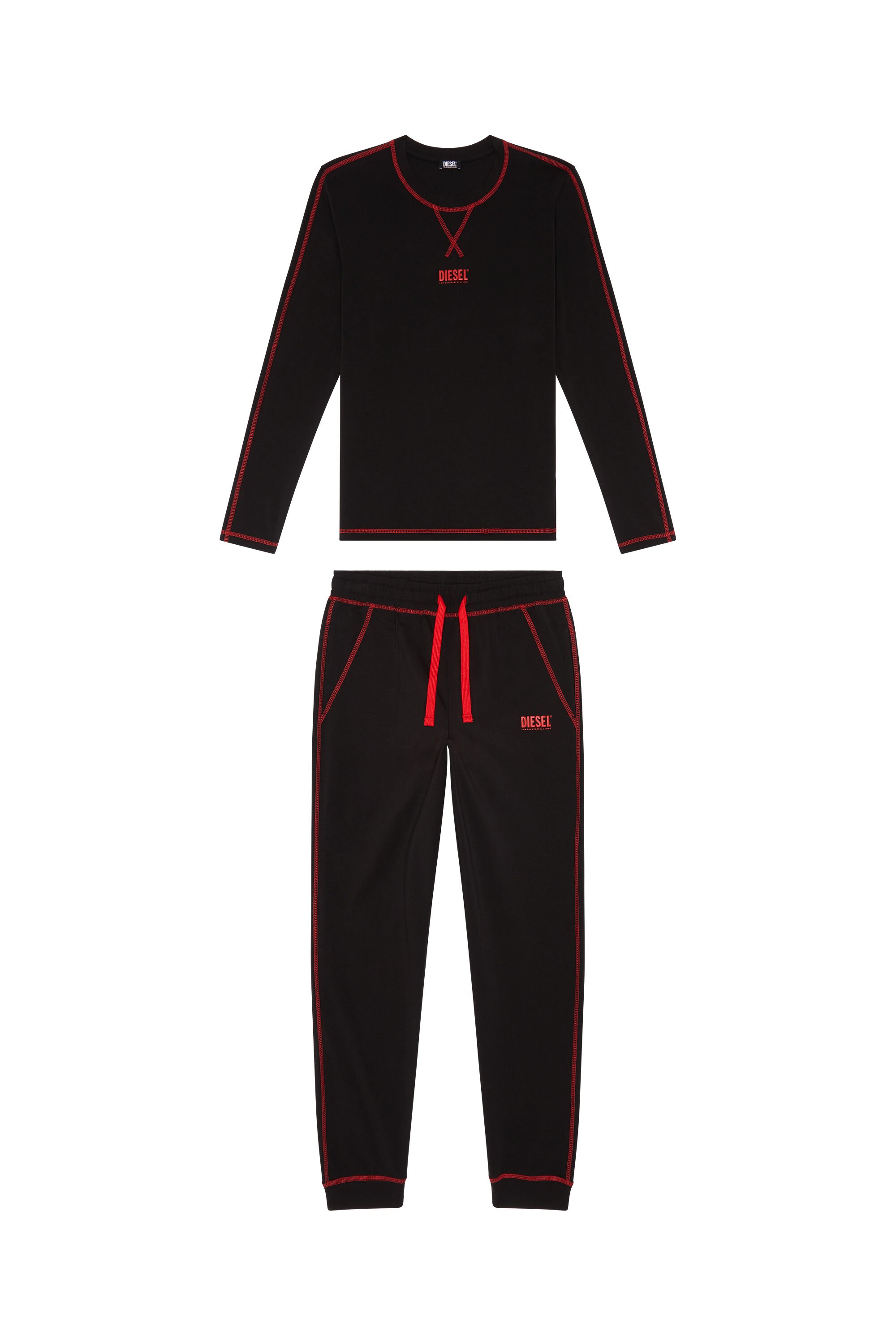Diesel - UFSET-KRYSTI, Woman Cotton pyjamas with contrast stitching in Black - Image 2